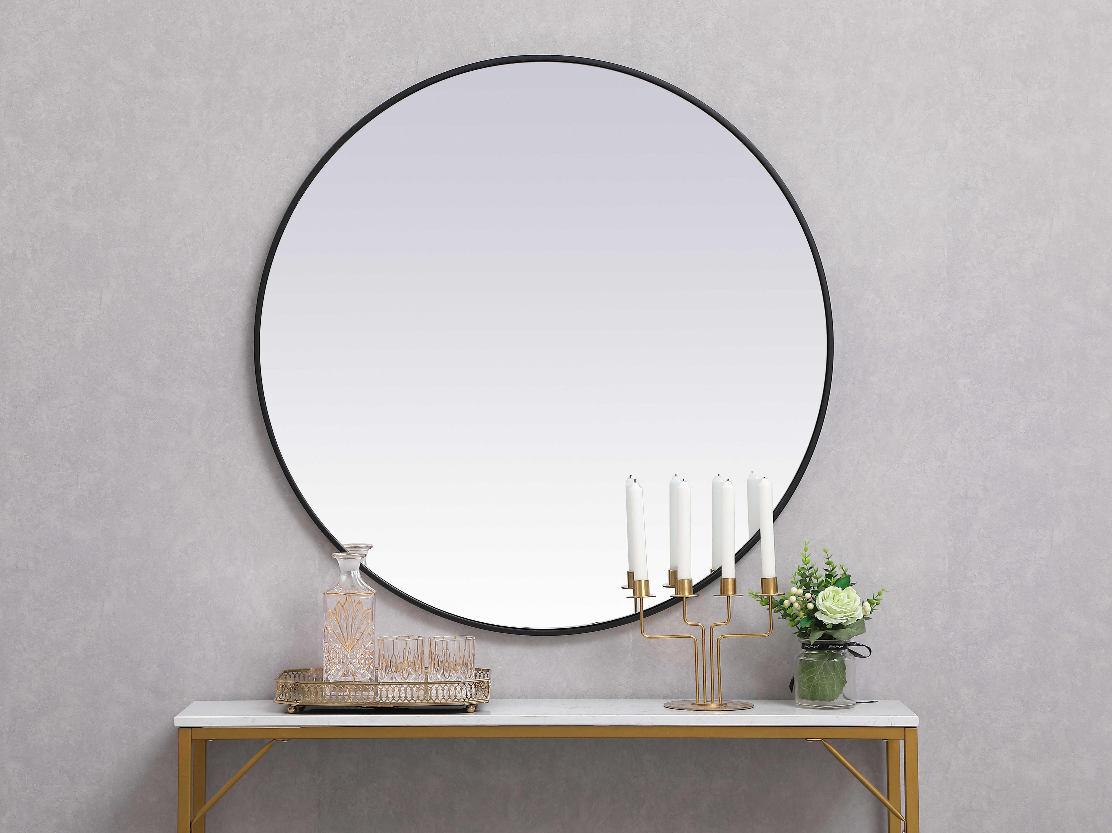 Elegant Lighting Eternity Black Round Wall Mirror