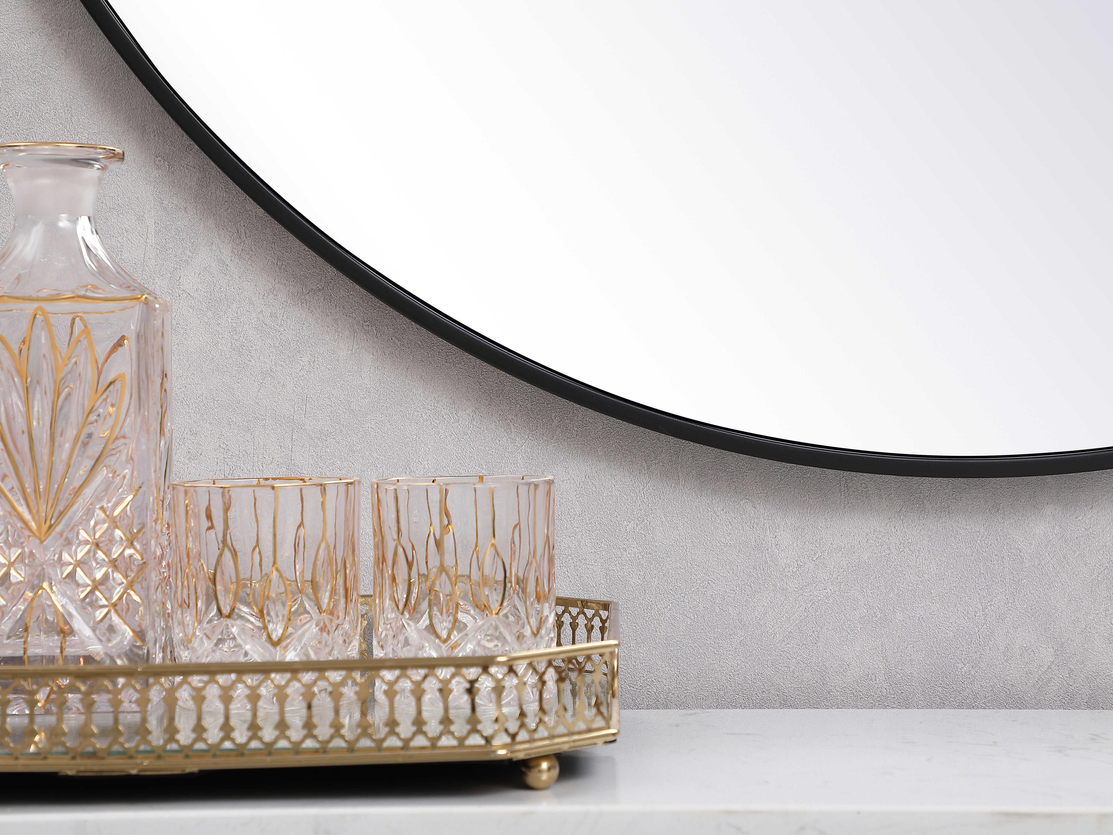 Elegant Lighting Eternity Black Round Wall Mirror