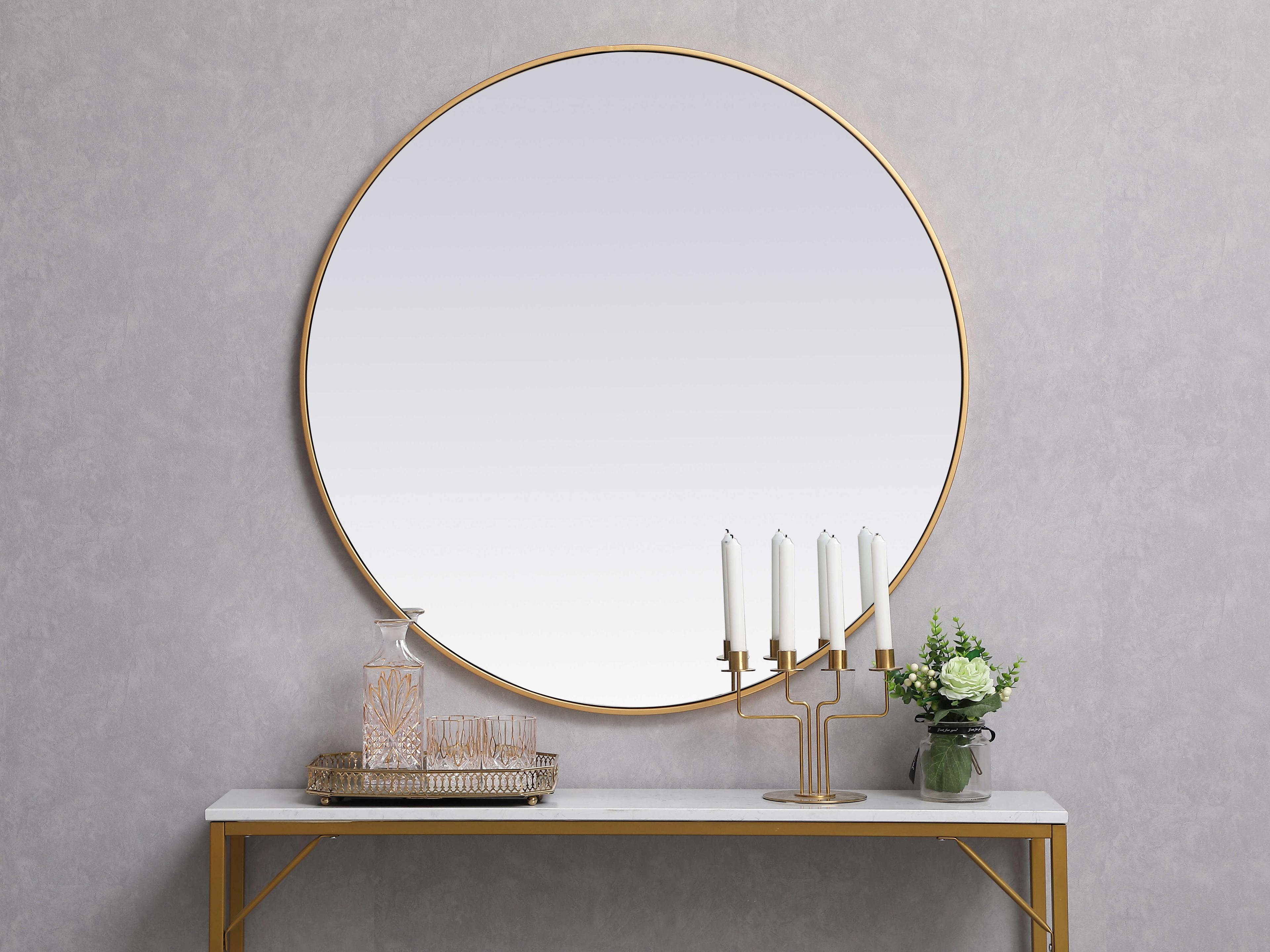 Elegant Lighting Eternity Brass Round Wall Mirror