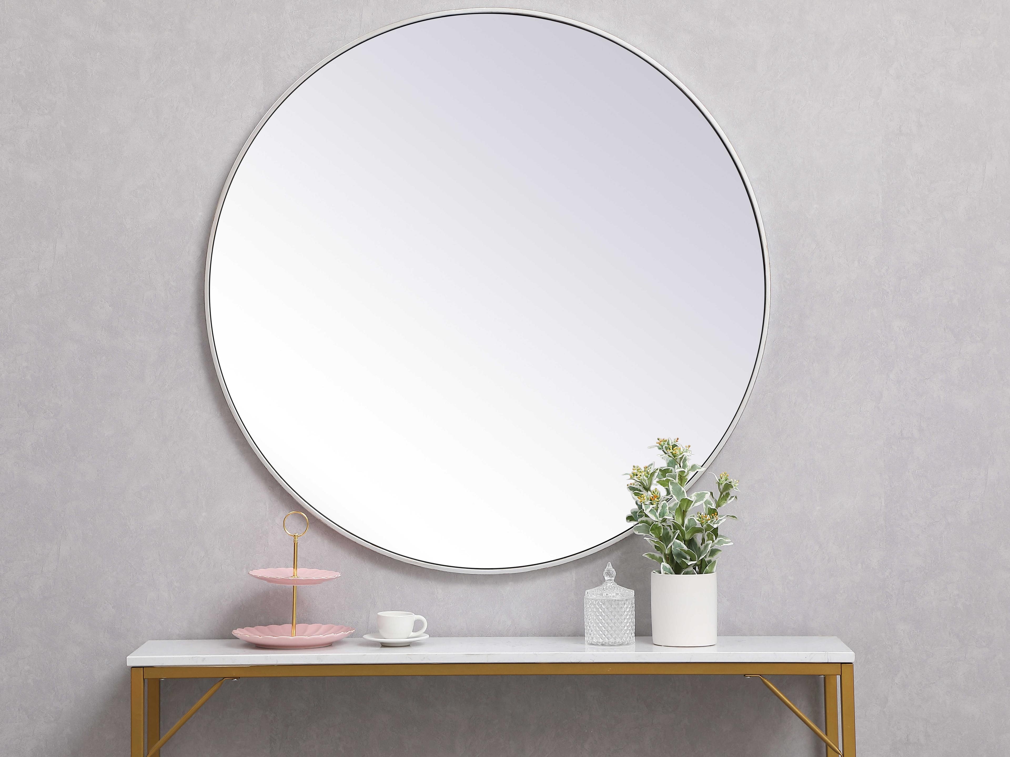 Elegant Lighting Eternity Silver Round Wall Mirror