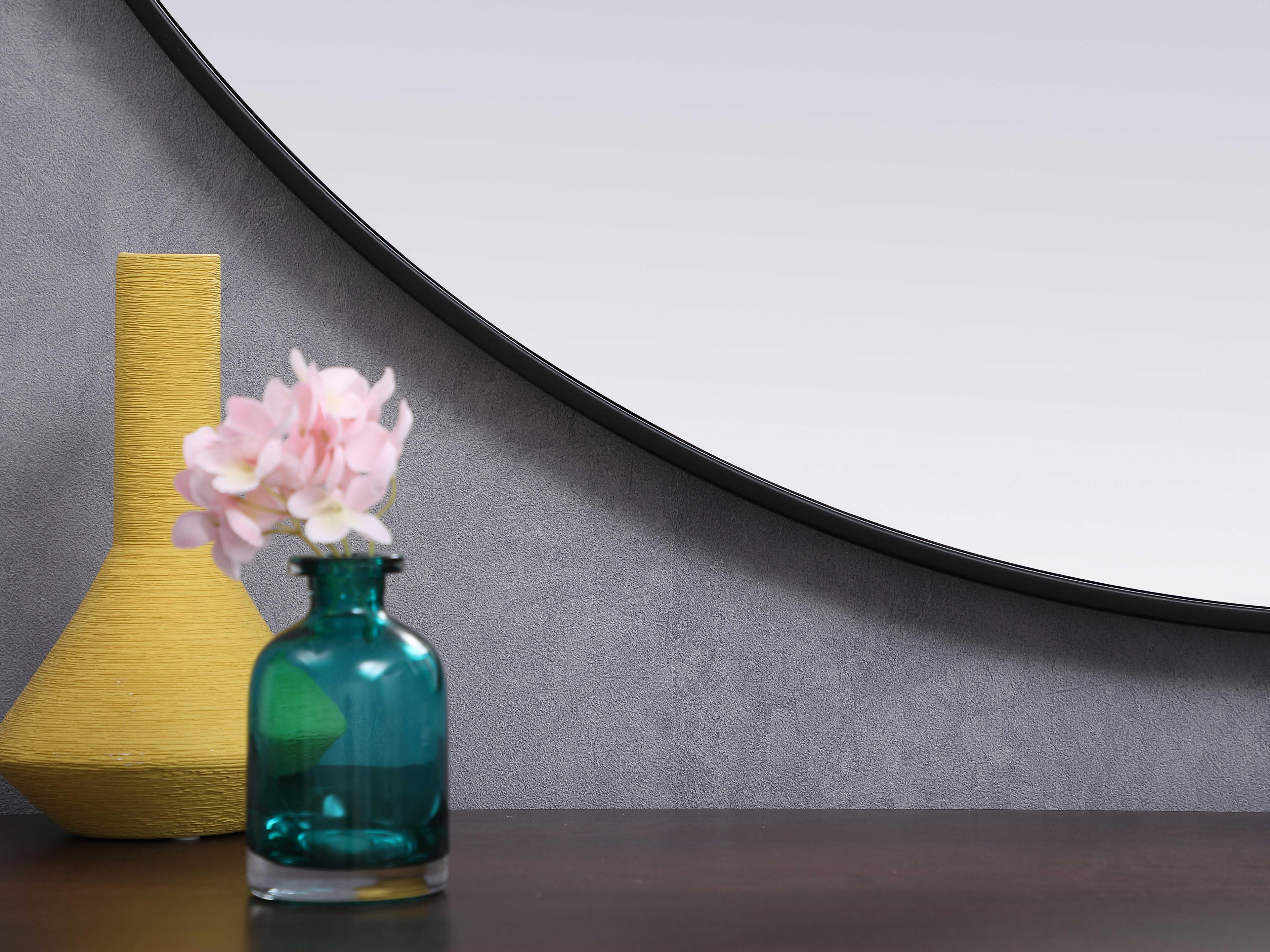 Elegant Lighting Eternity Black Round Wall Mirror