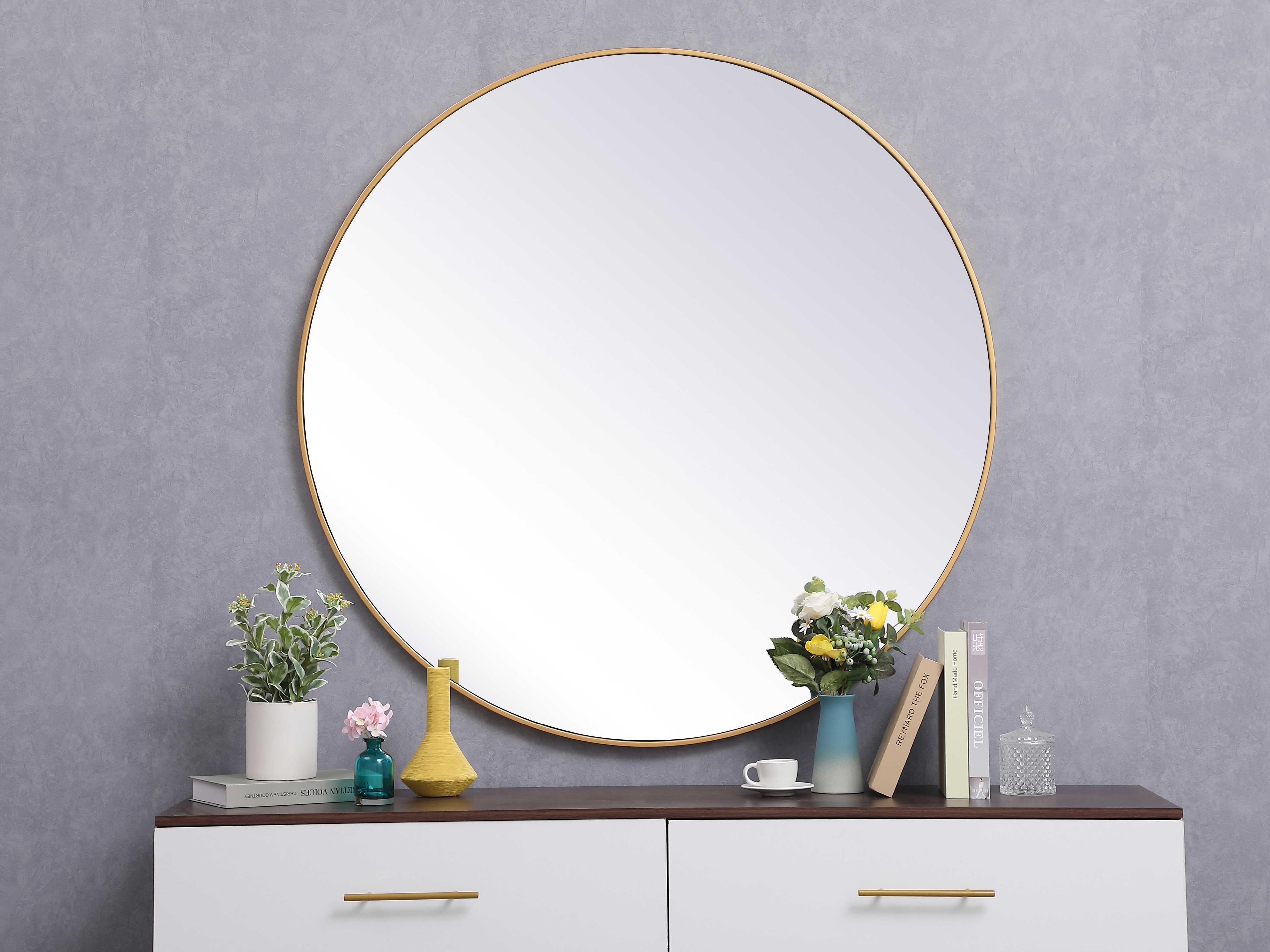 Elegant Lighting Eternity Brass Round Wall Mirror