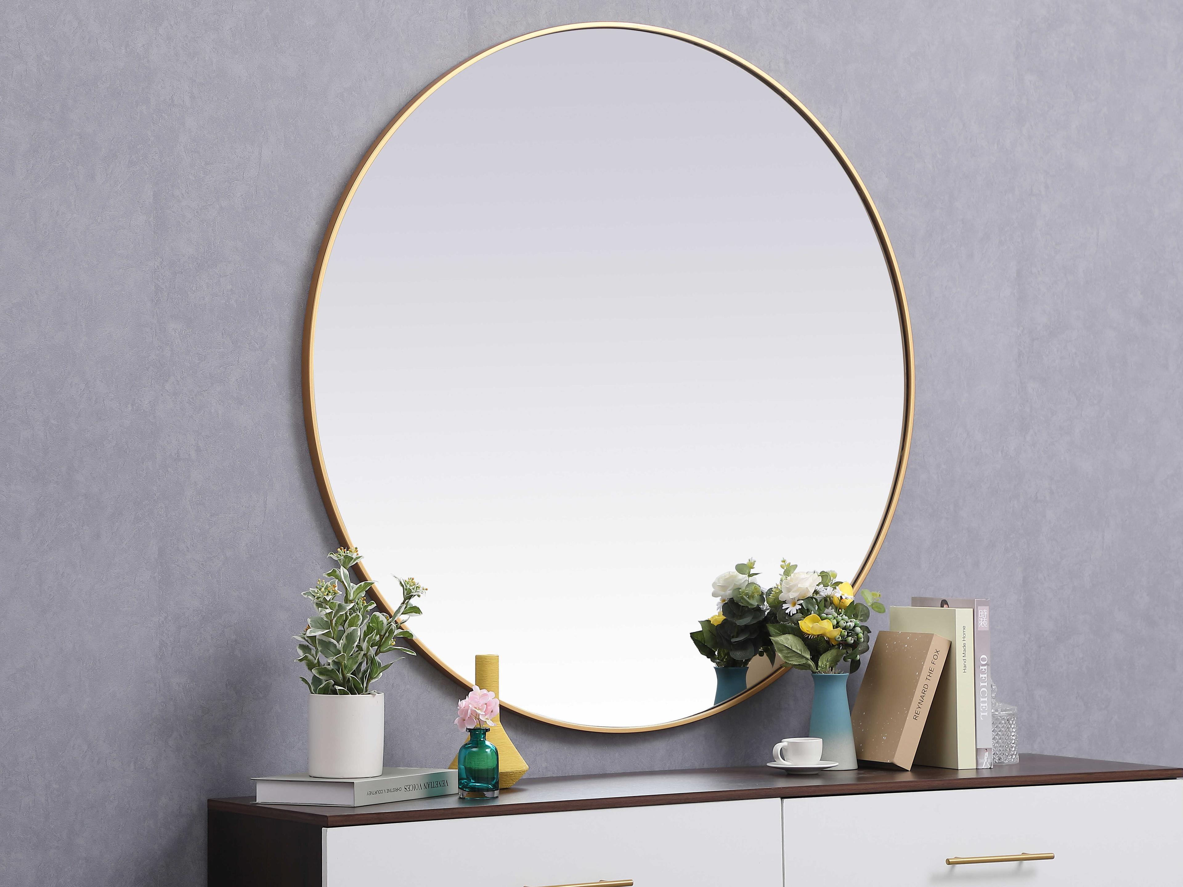 Elegant Lighting Eternity Brass Round Wall Mirror