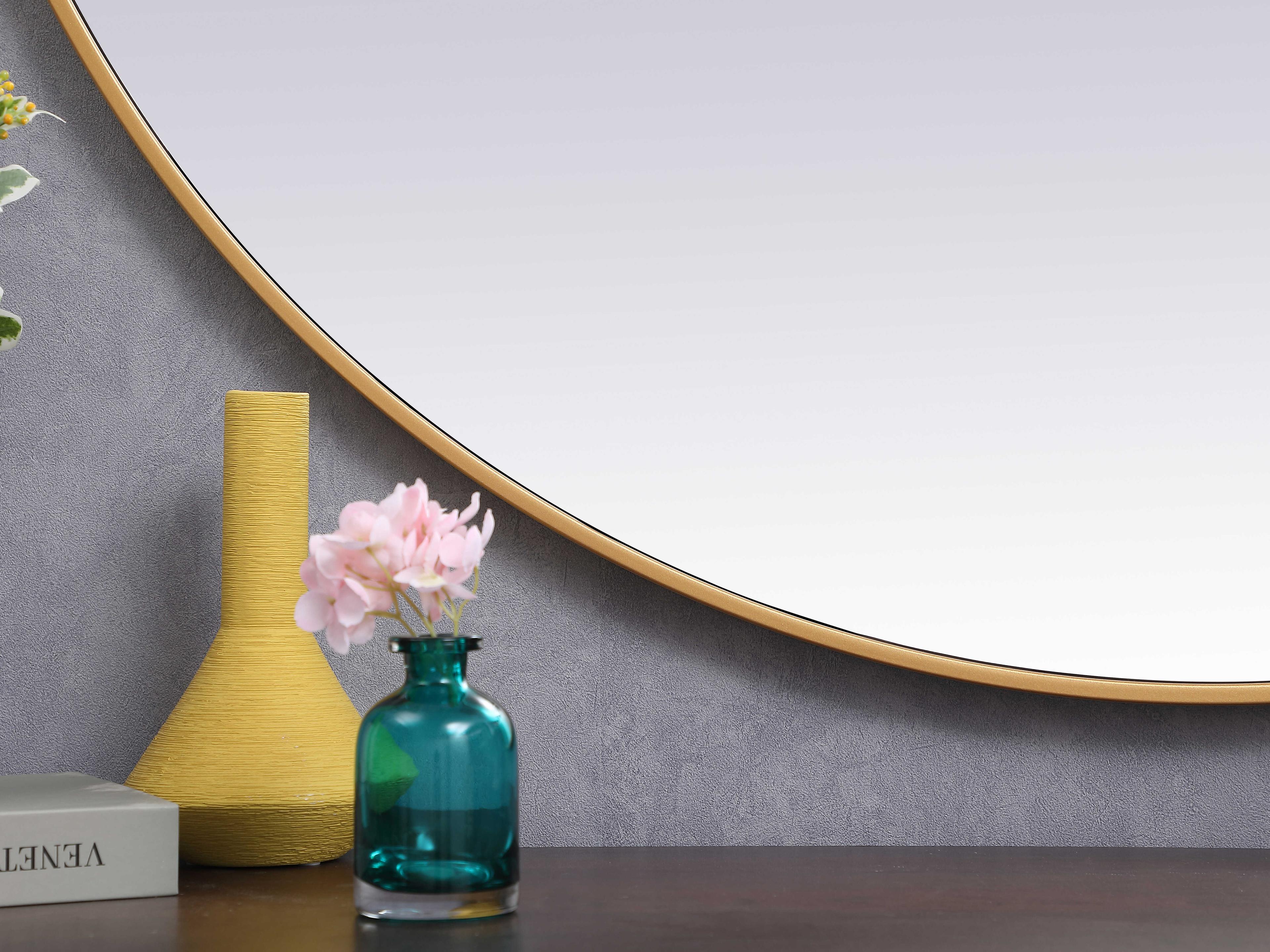 Elegant Lighting Eternity Brass Round Wall Mirror