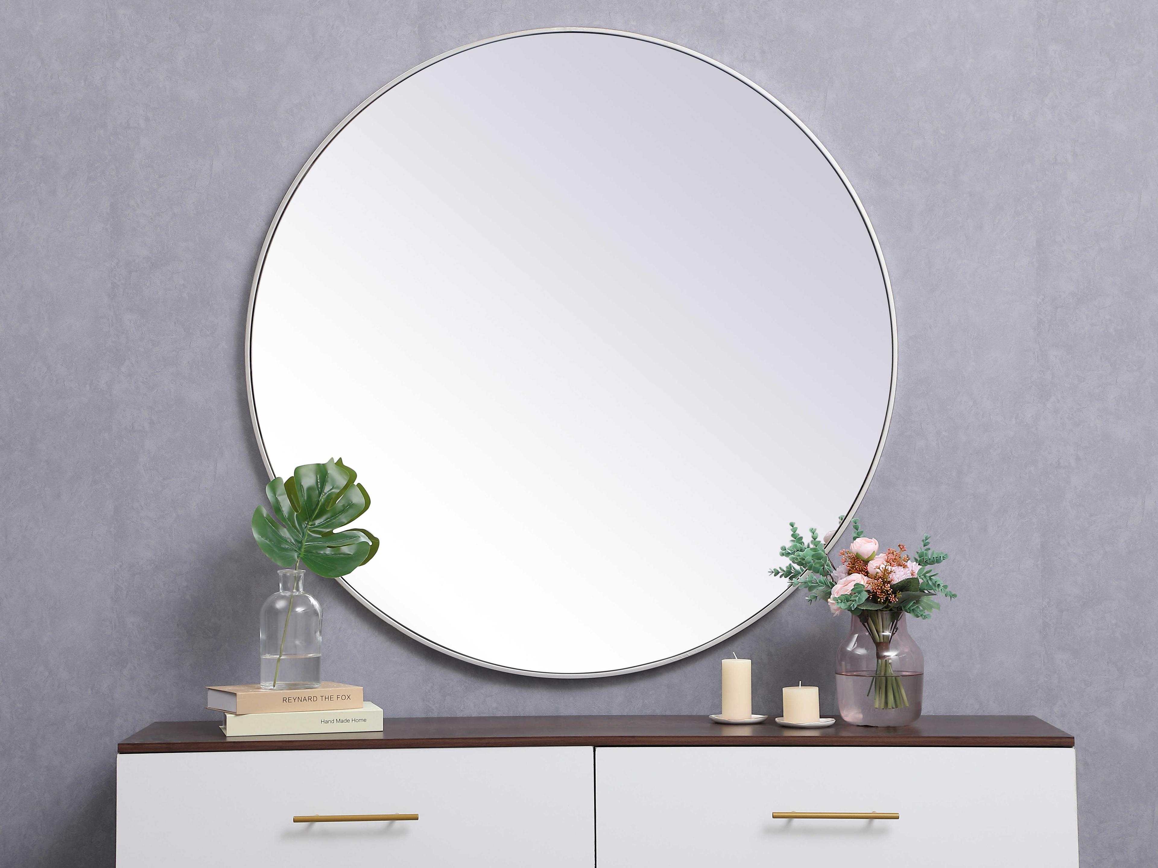 Elegant Lighting Eternity Silver Round Wall Mirror