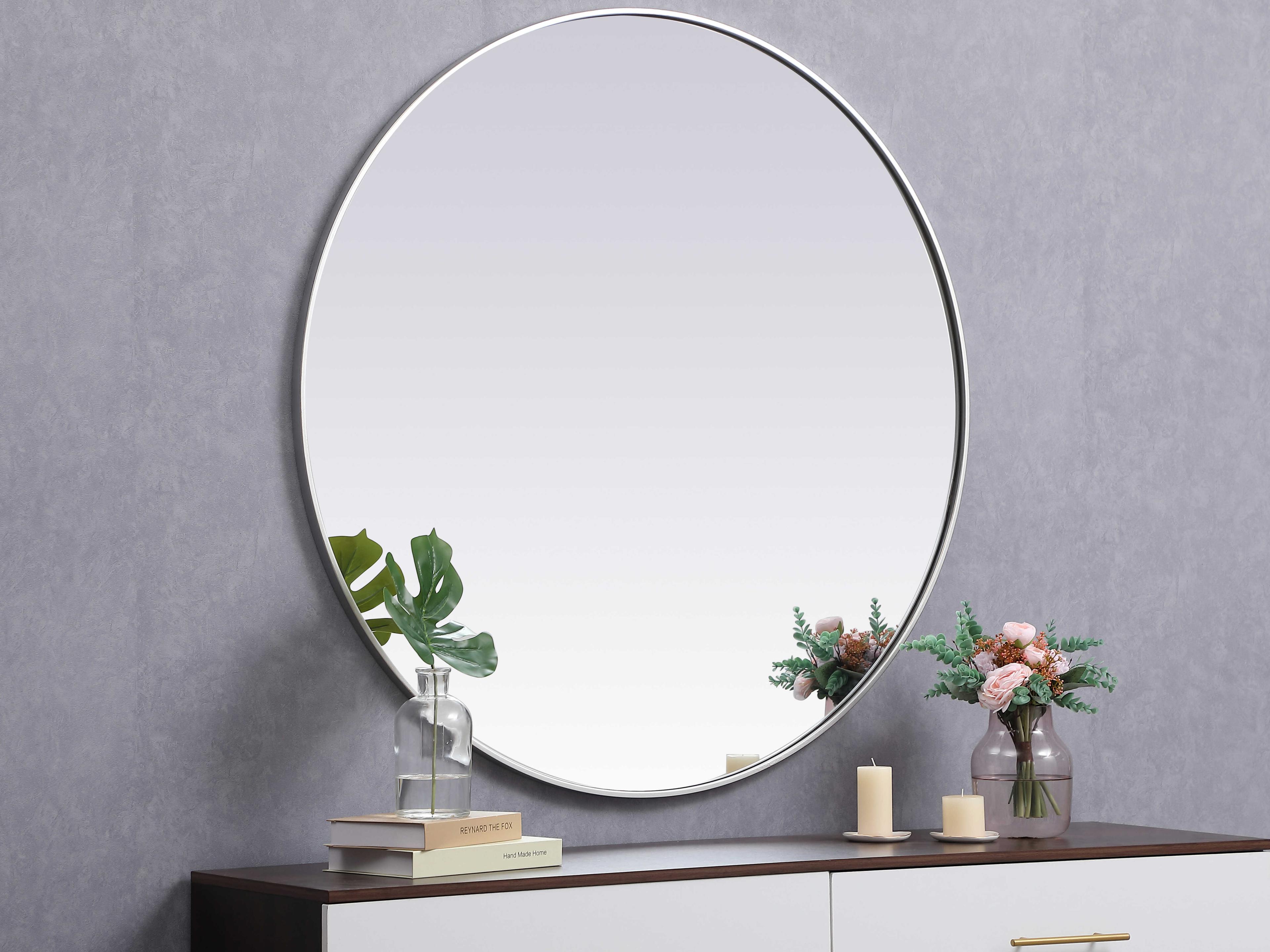 Elegant Lighting Eternity Silver Round Wall Mirror