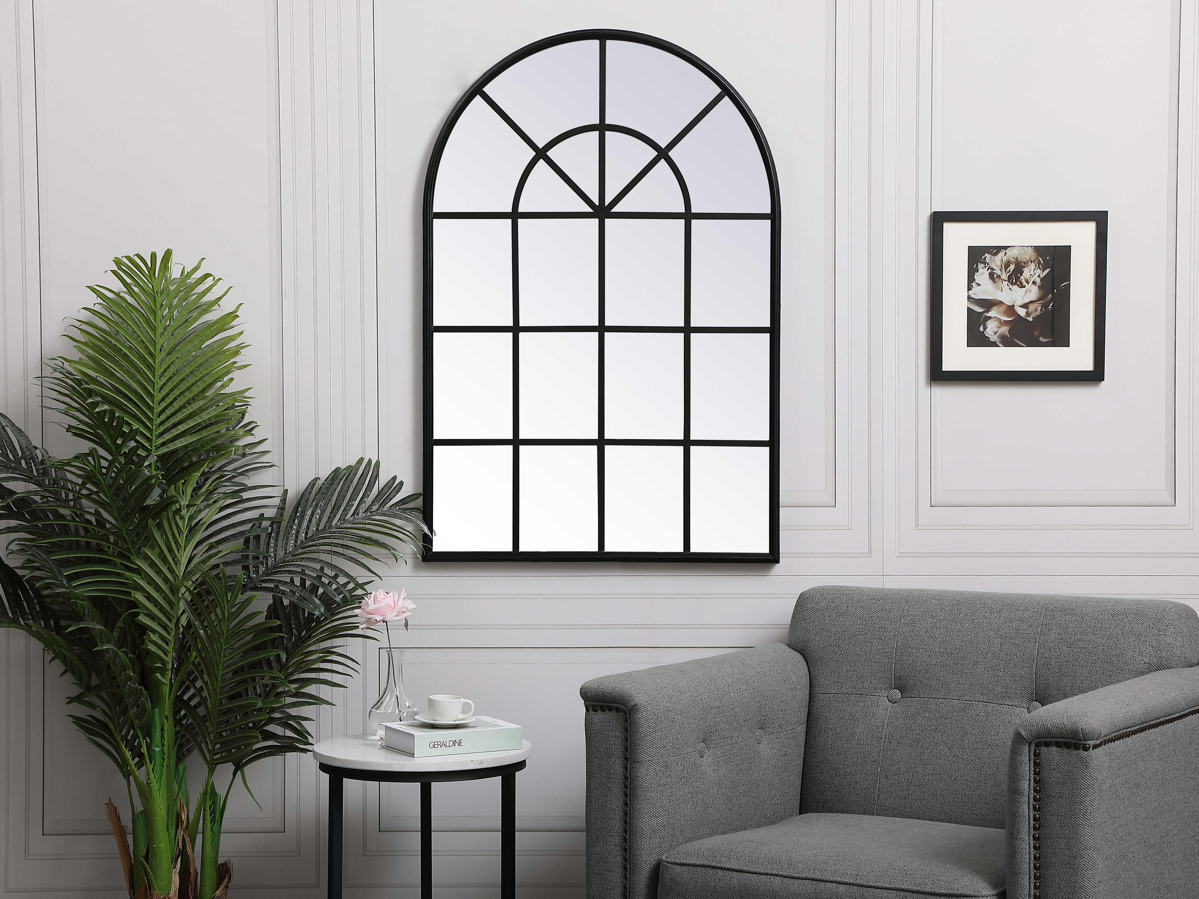 Elegant Lighting Motif Black Wall Mirror