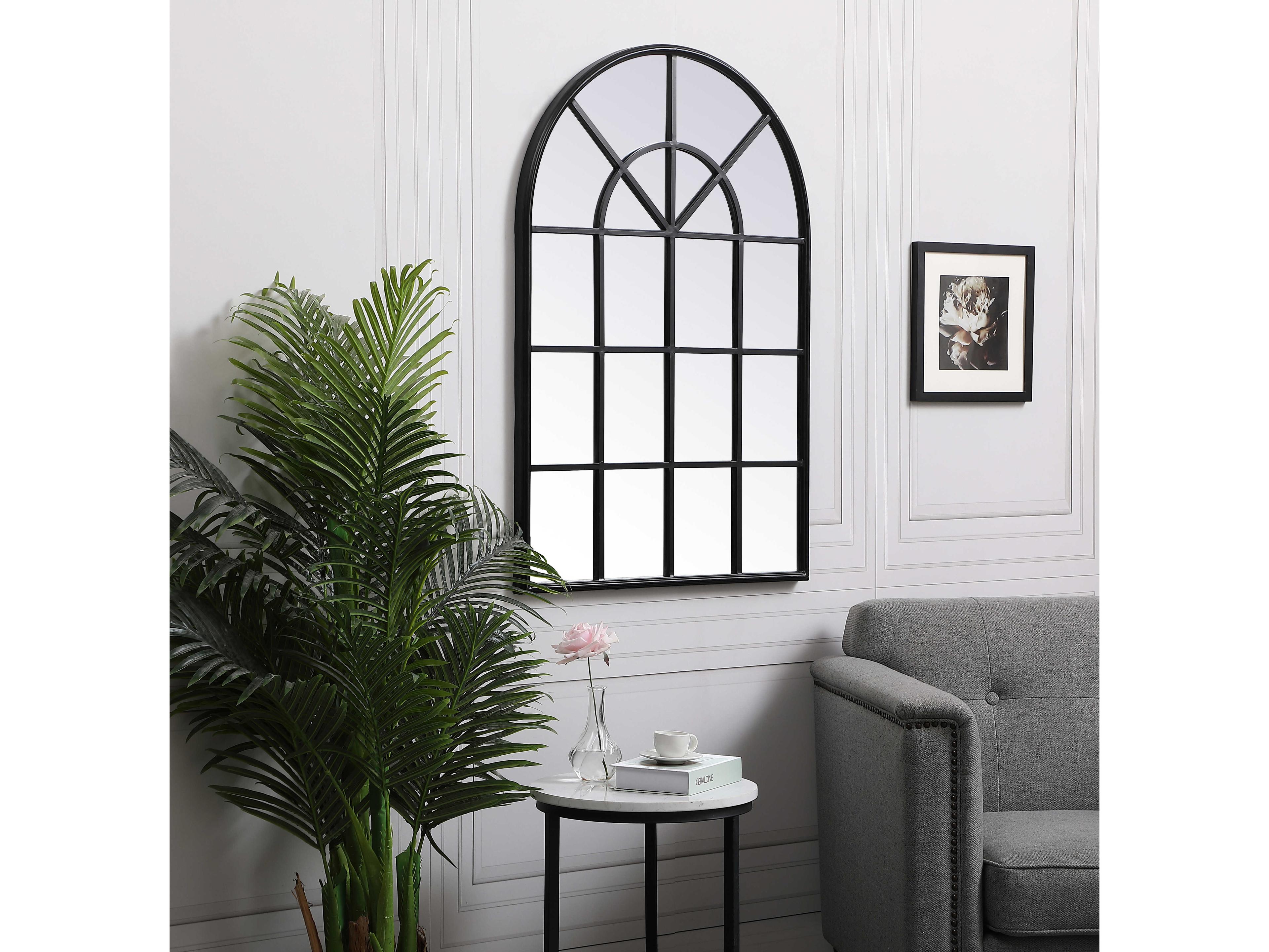 Elegant Lighting Motif Black Wall Mirror