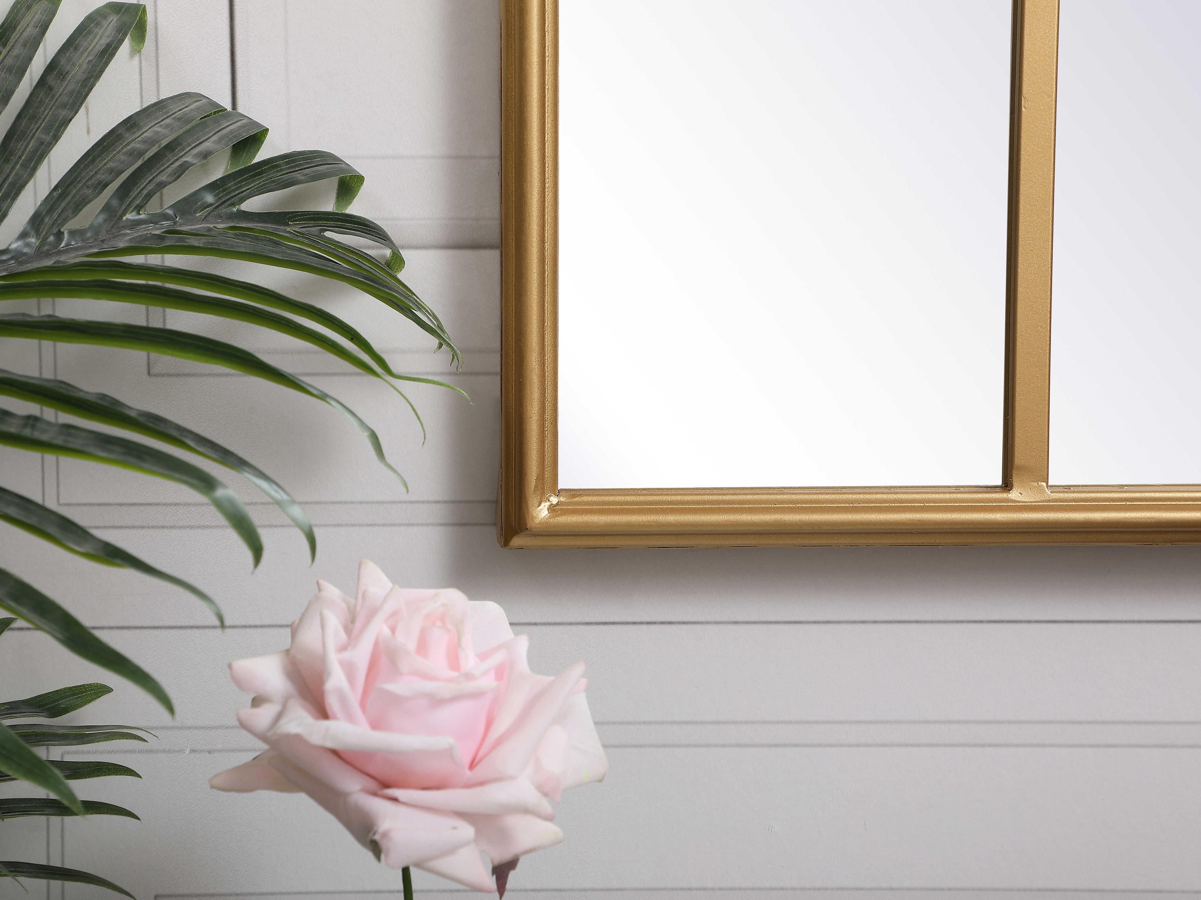 Elegant Lighting Motif Brass Wall Mirror