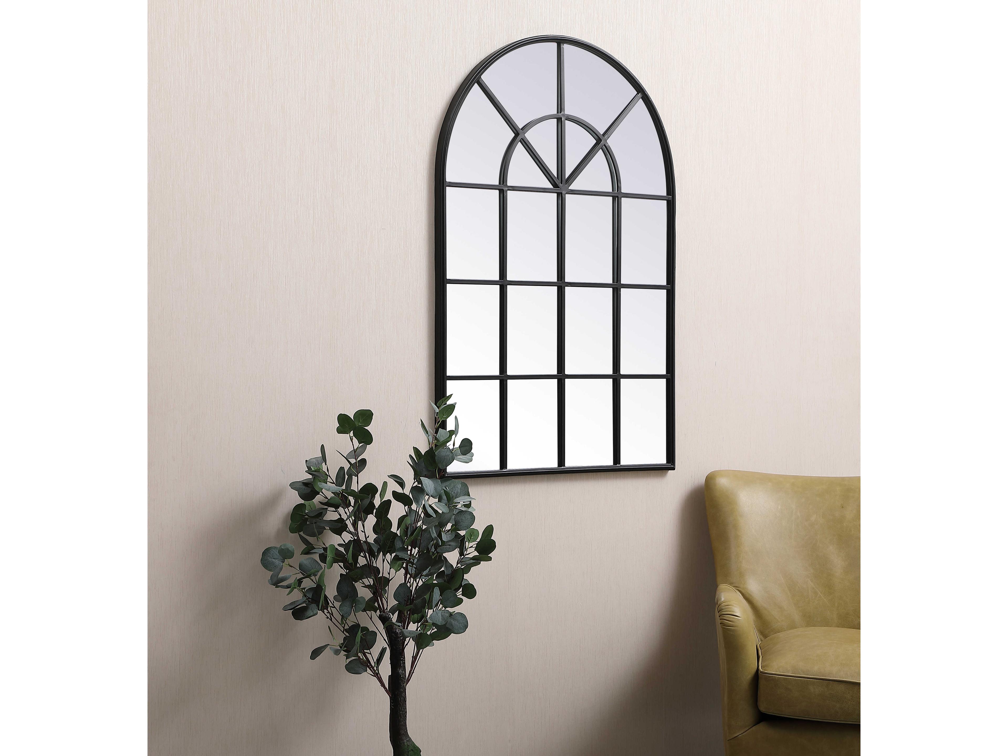 Elegant Lighting Motif Black Wall Mirror