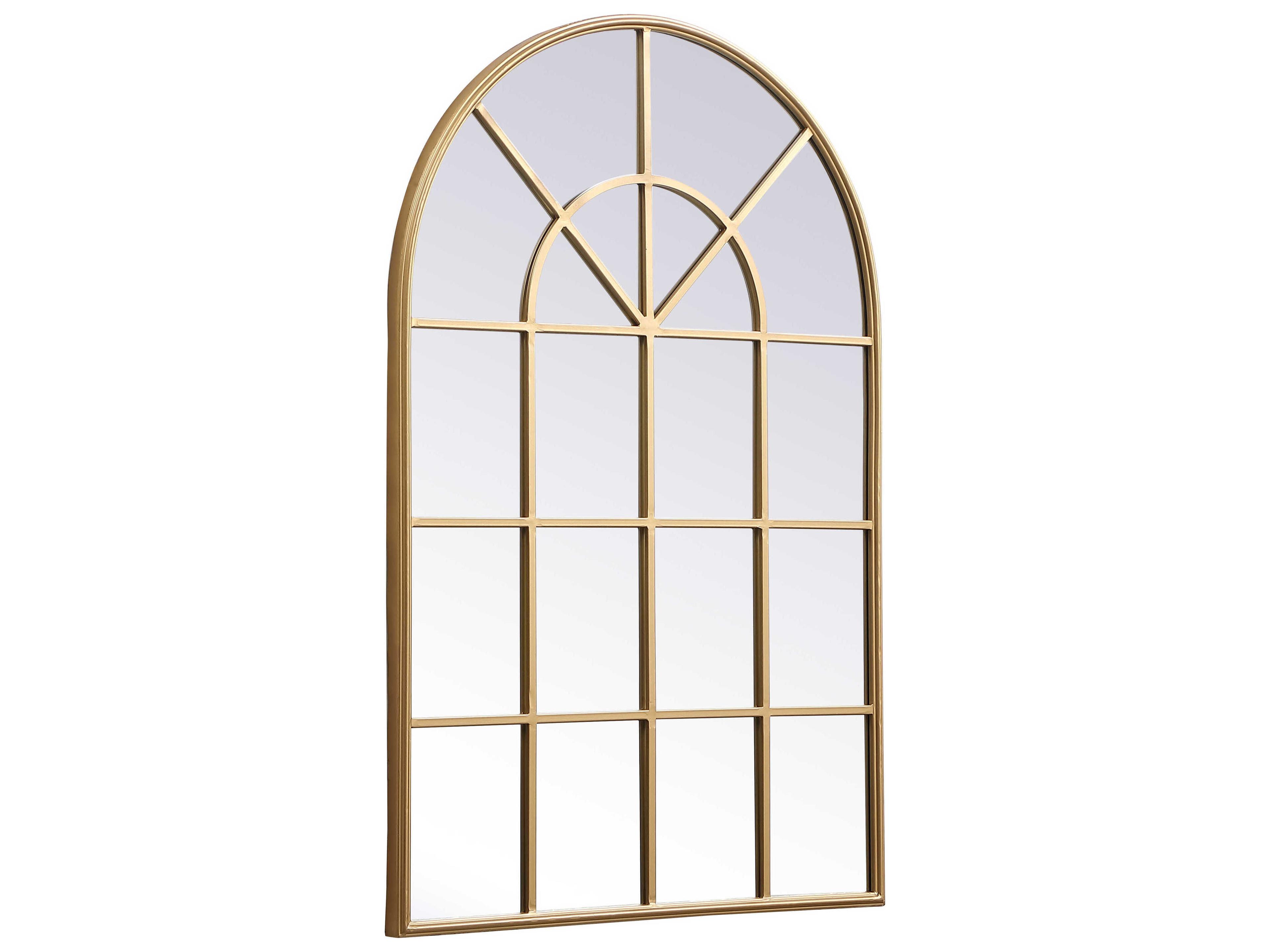 Elegant Lighting Motif Brass Wall Mirror