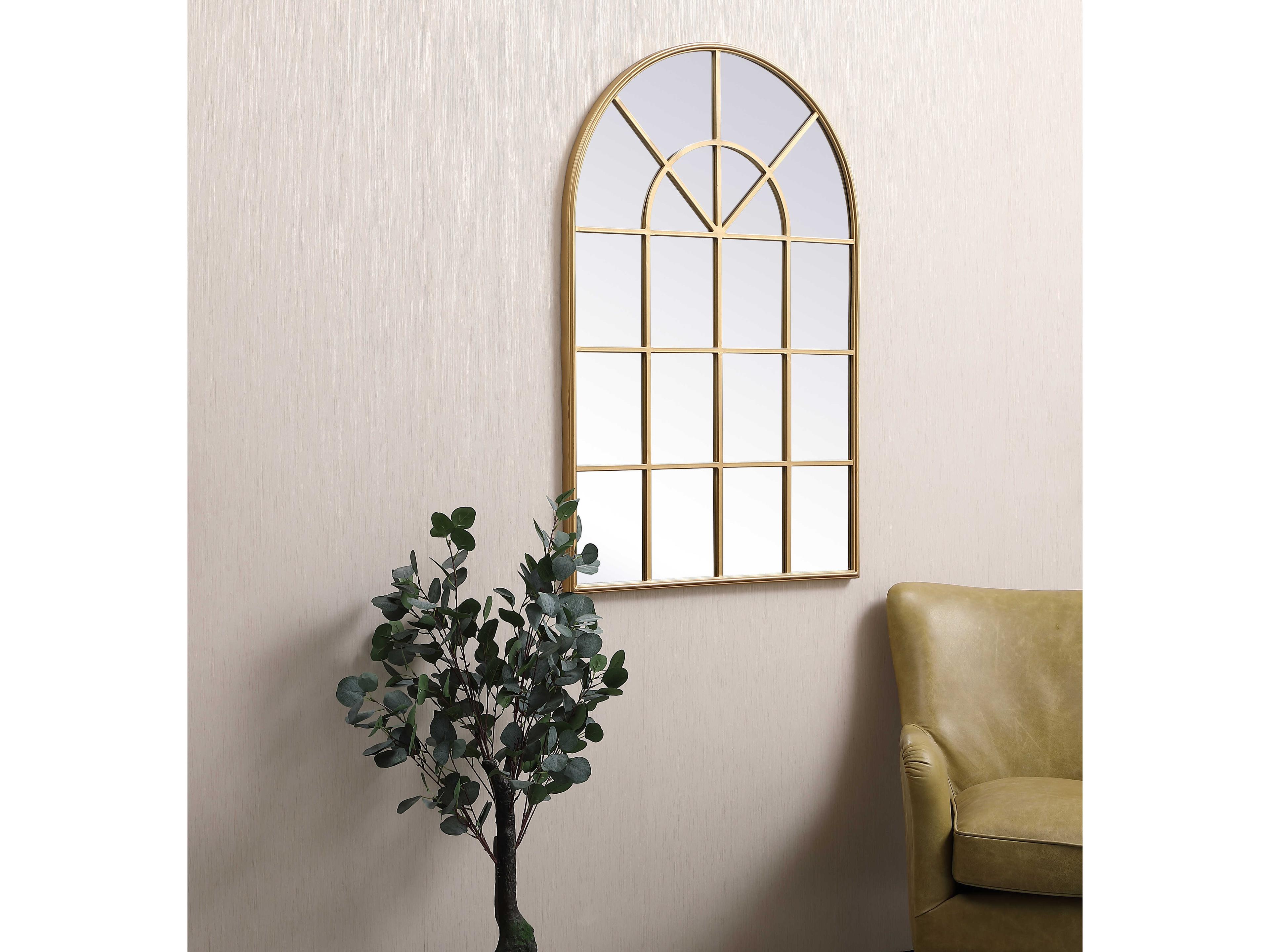 Elegant Lighting Motif Brass Wall Mirror