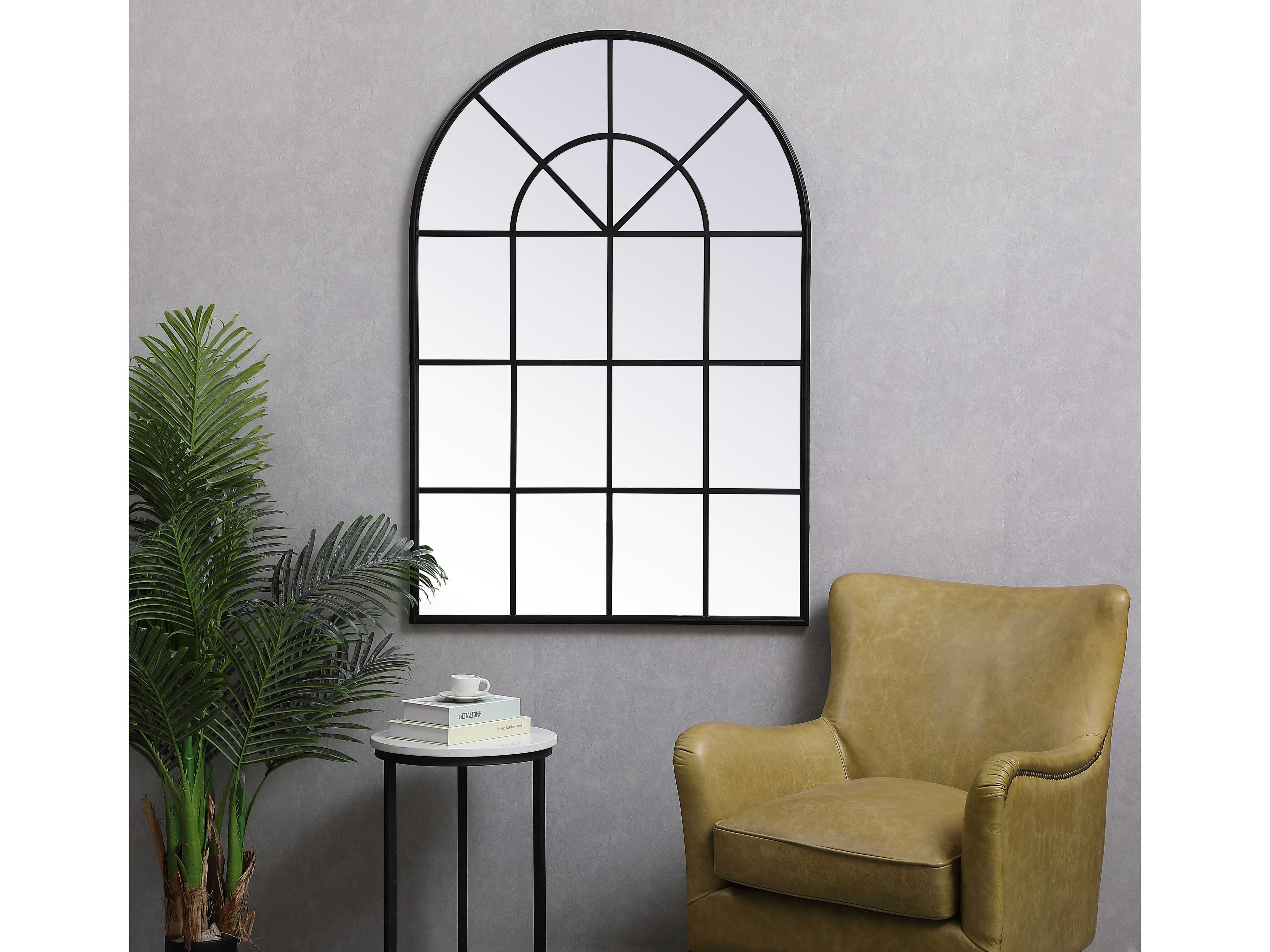 Elegant Lighting Motif Black Wall Mirror