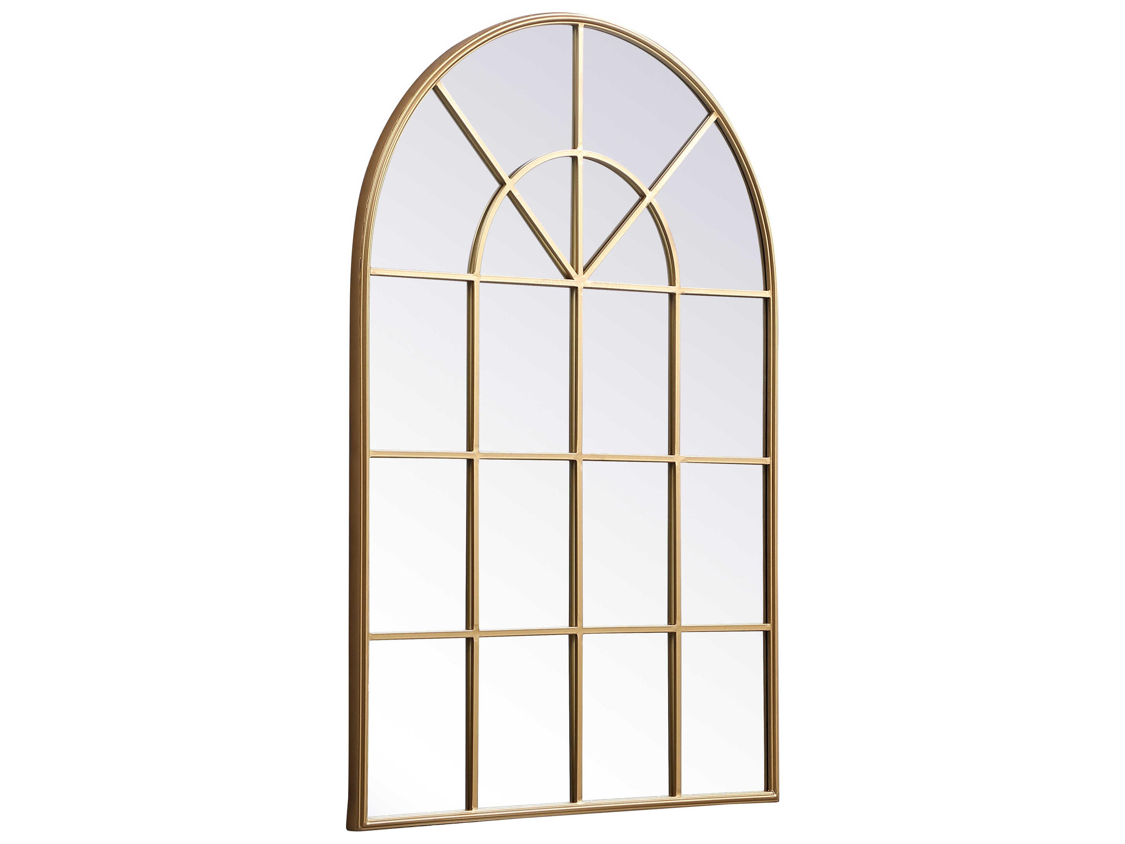 Elegant Lighting Motif Brass Wall Mirror