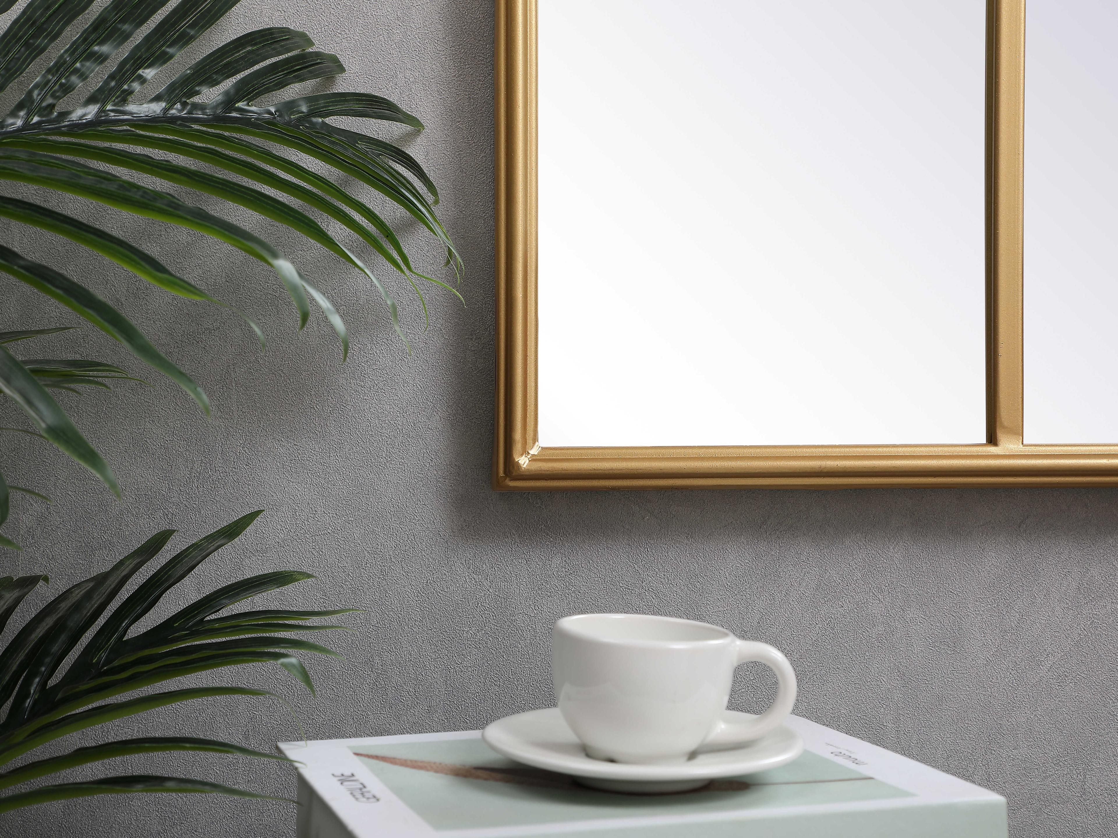 Elegant Lighting Motif Brass Wall Mirror