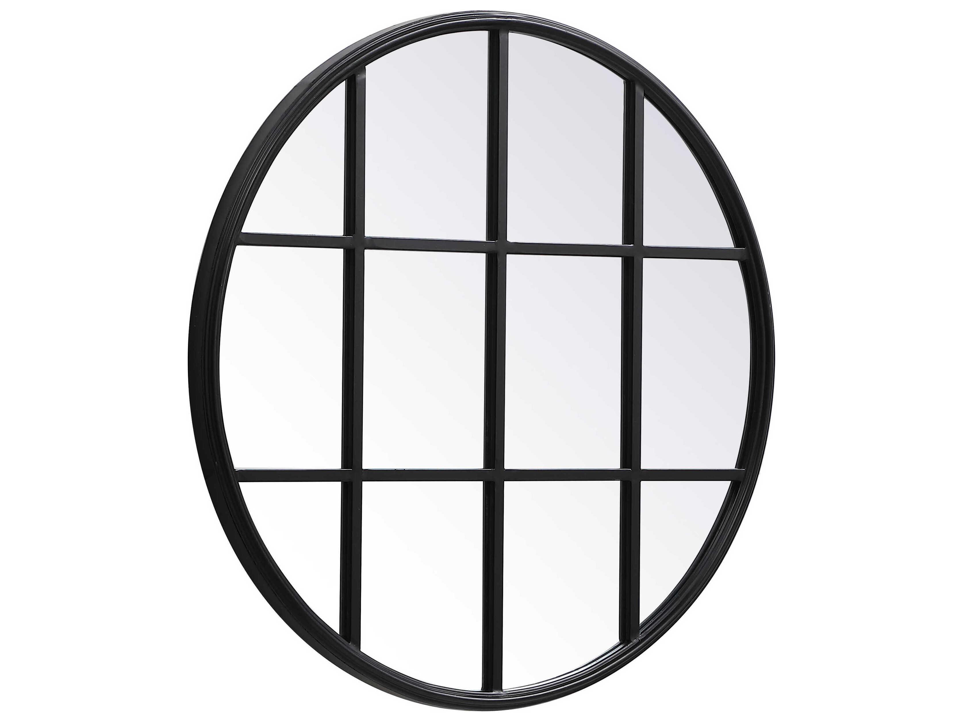 Elegant Lighting Motif Black Round Wall Mirror