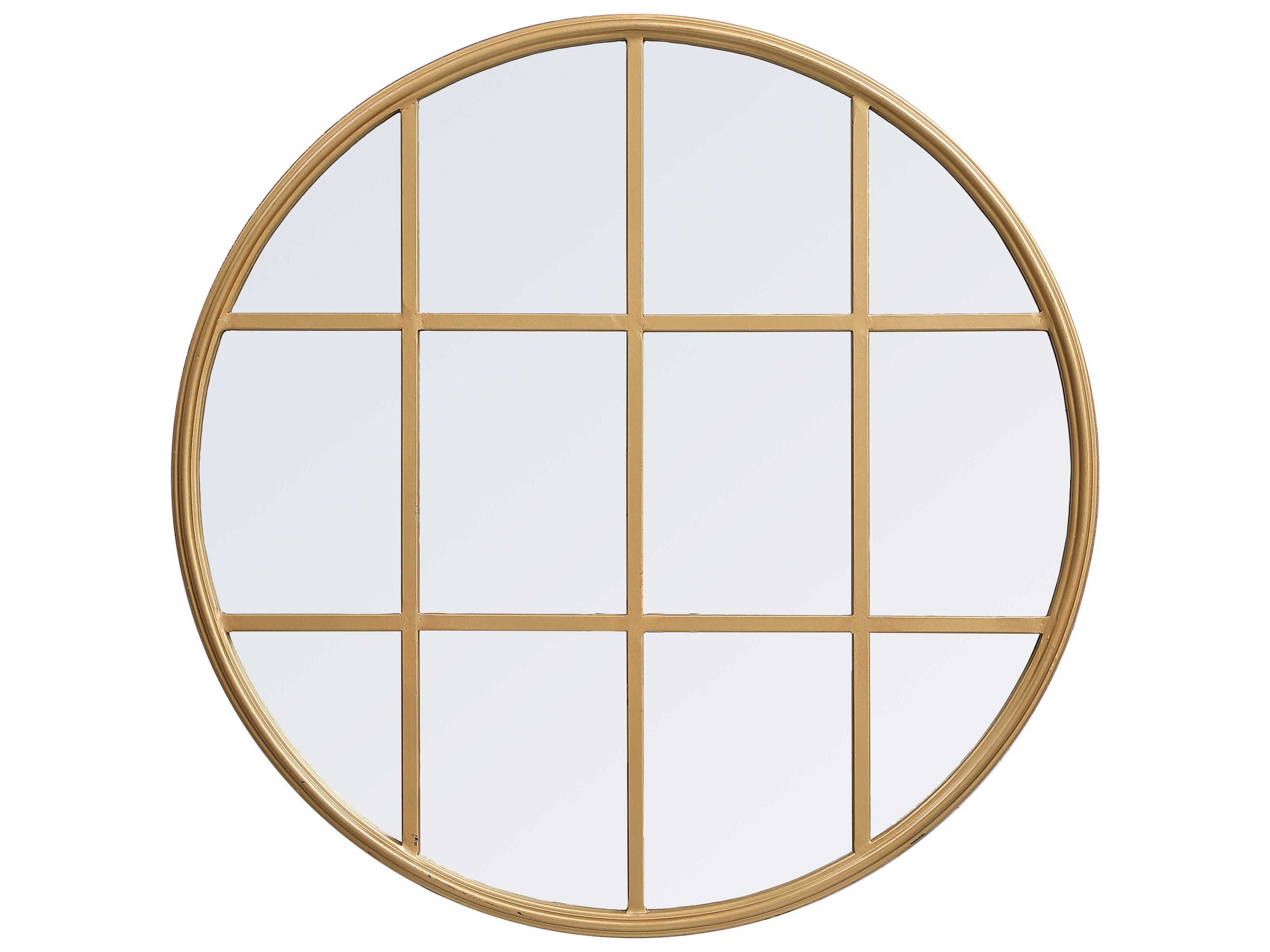 Elegant Lighting Motif Brass Round Wall Mirror