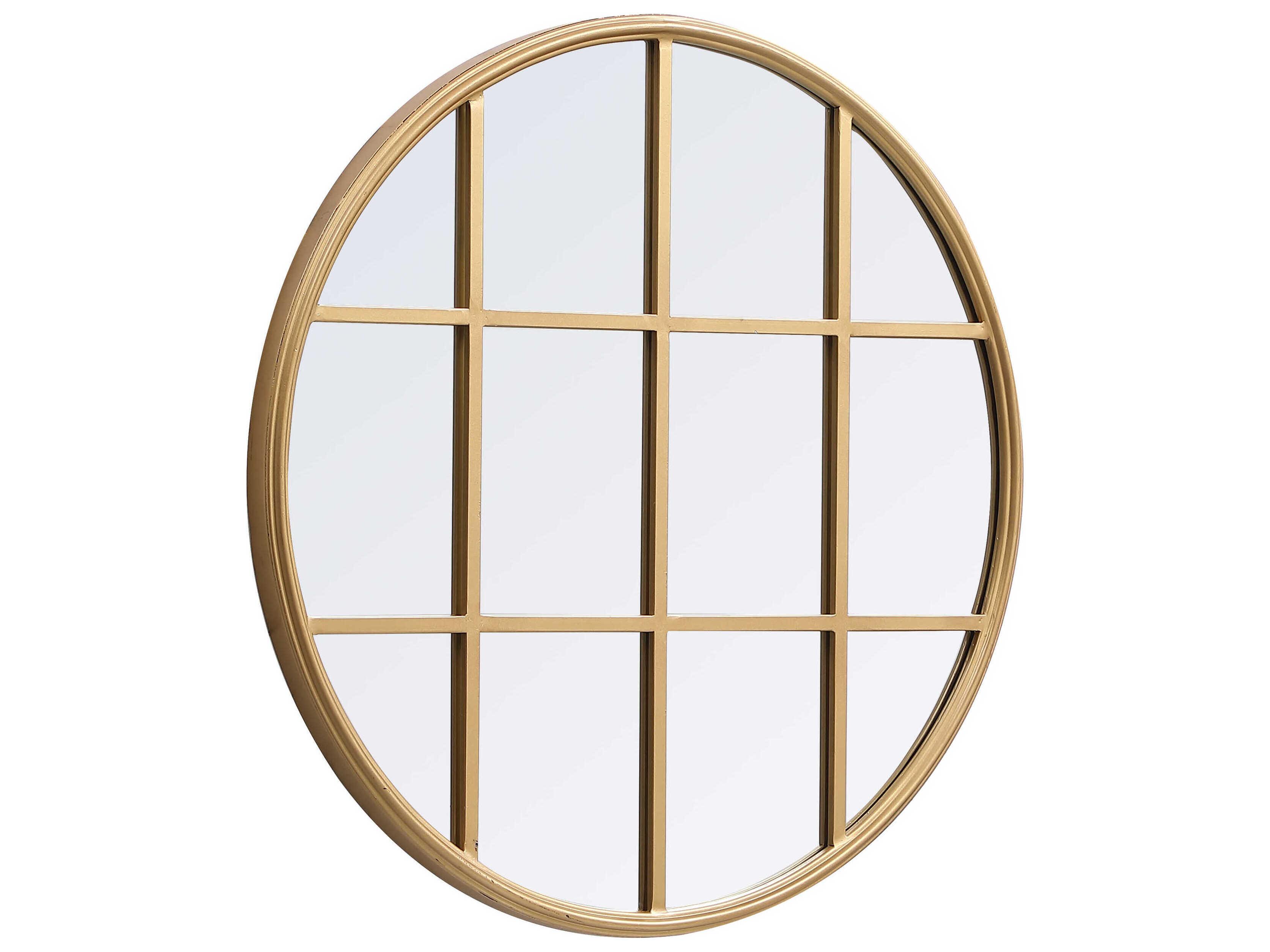Elegant Lighting Motif Brass Round Wall Mirror