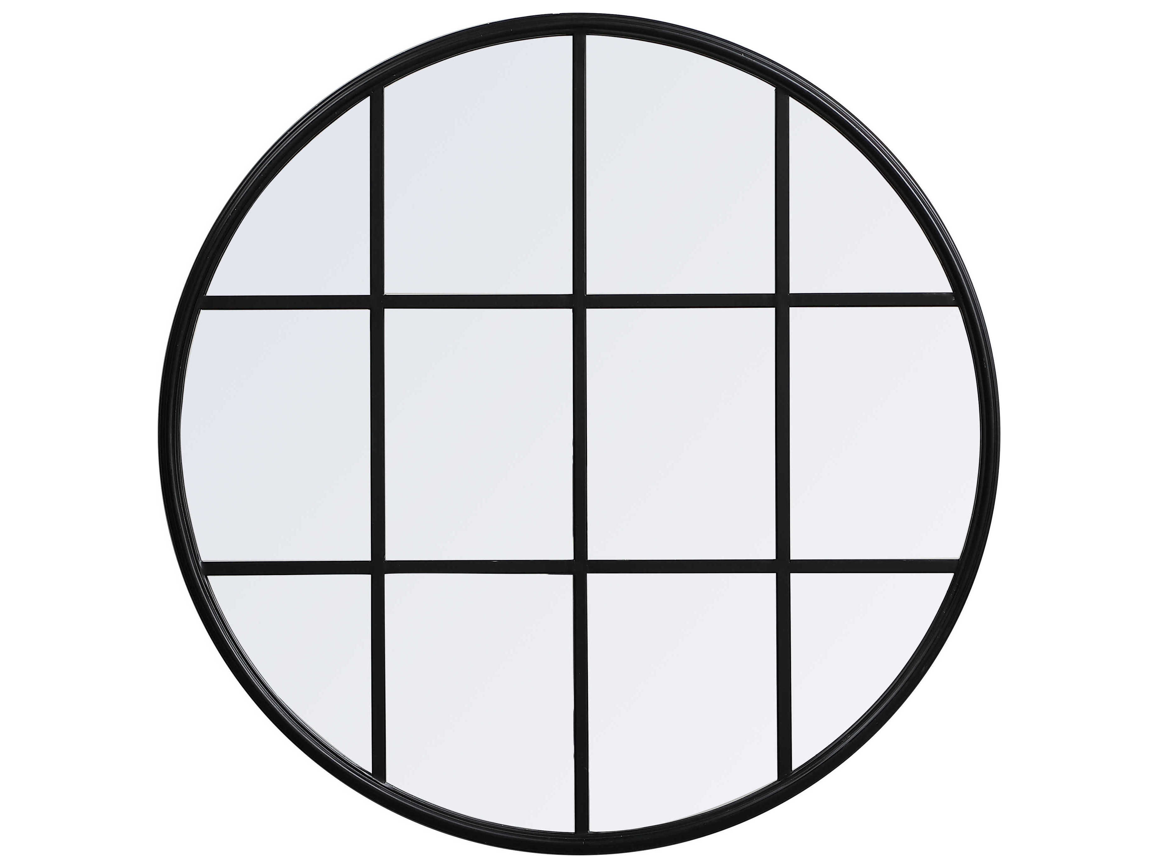 Elegant Lighting Motif Black Round Wall Mirror