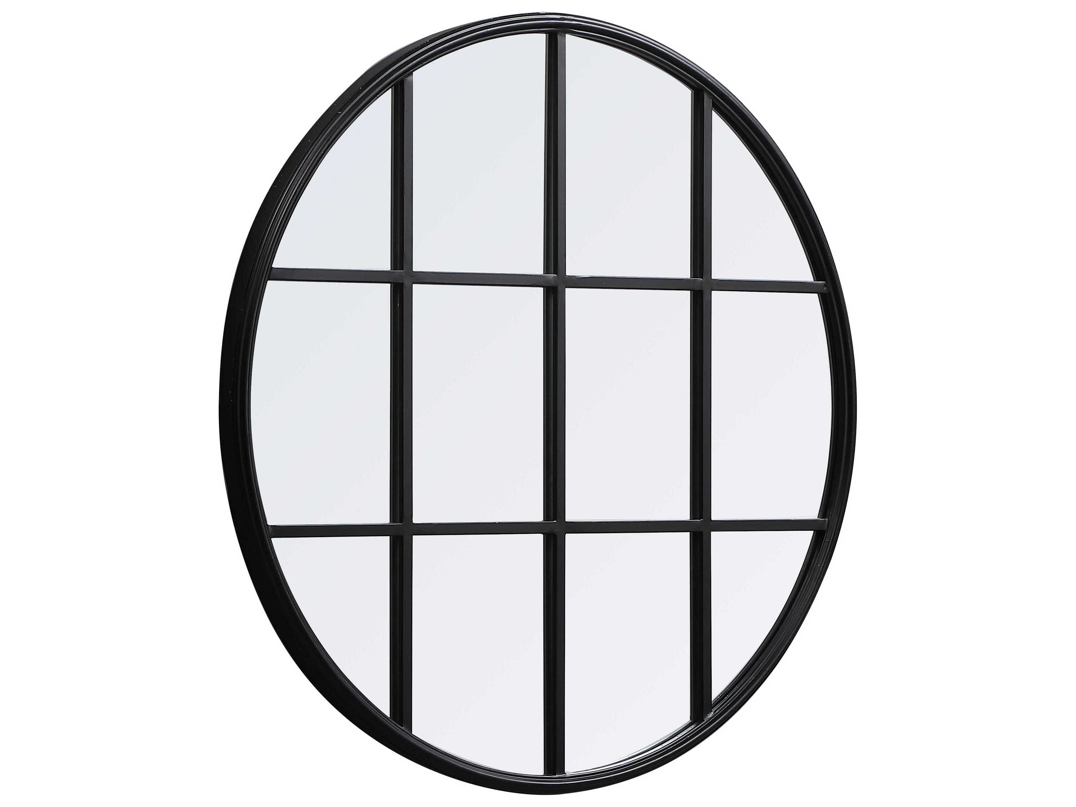 Elegant Lighting Motif Black Round Wall Mirror