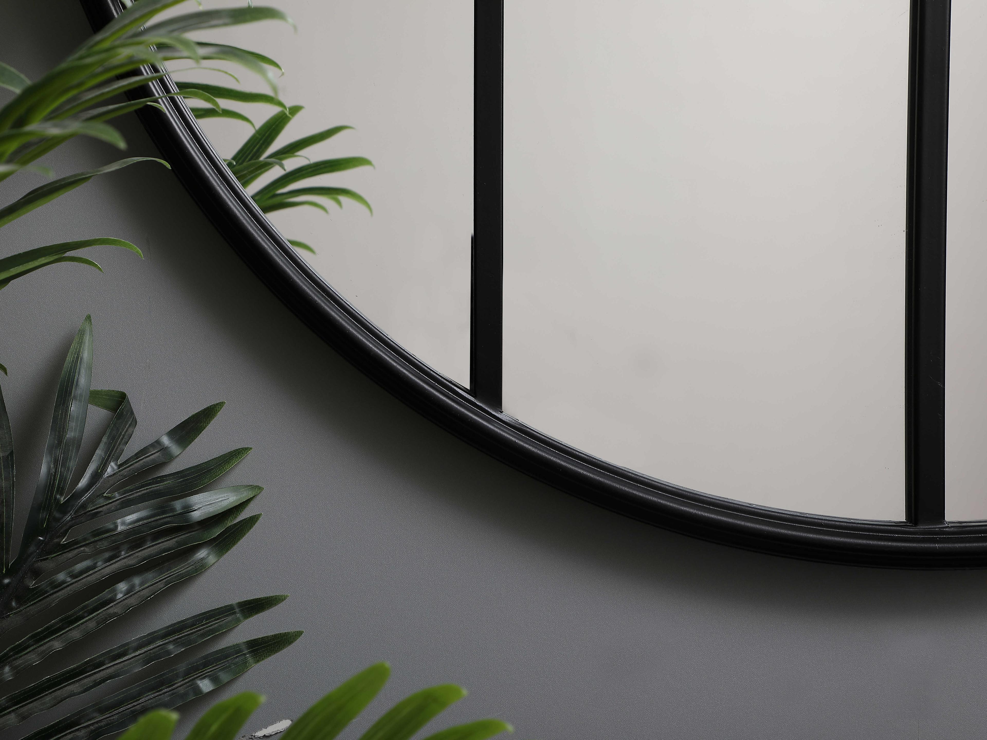 Elegant Lighting Motif Black Round Wall Mirror