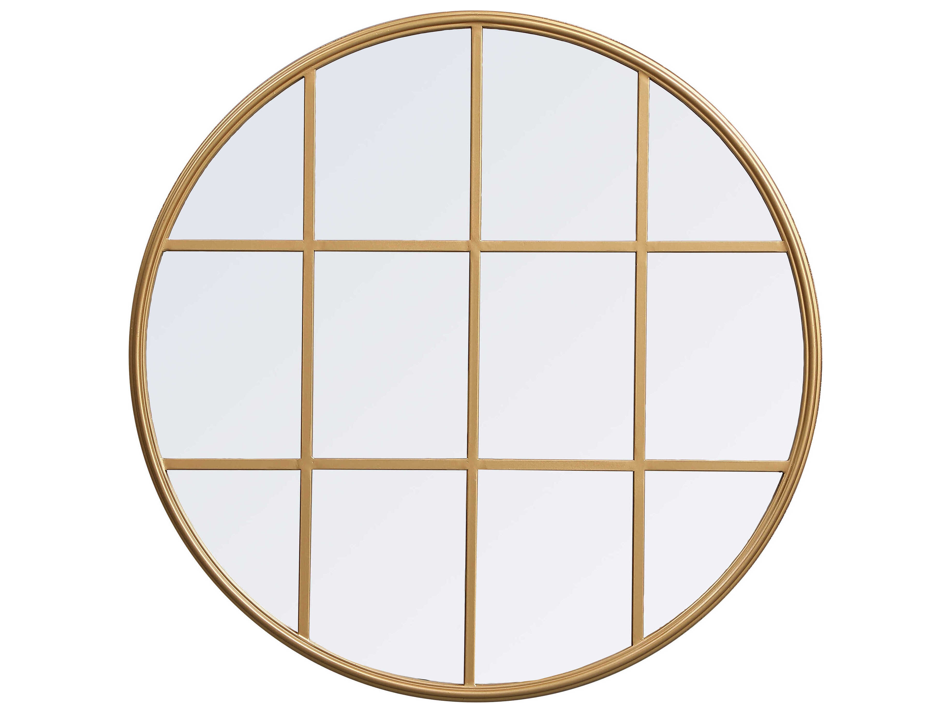 Elegant Lighting Motif Brass Round Wall Mirror