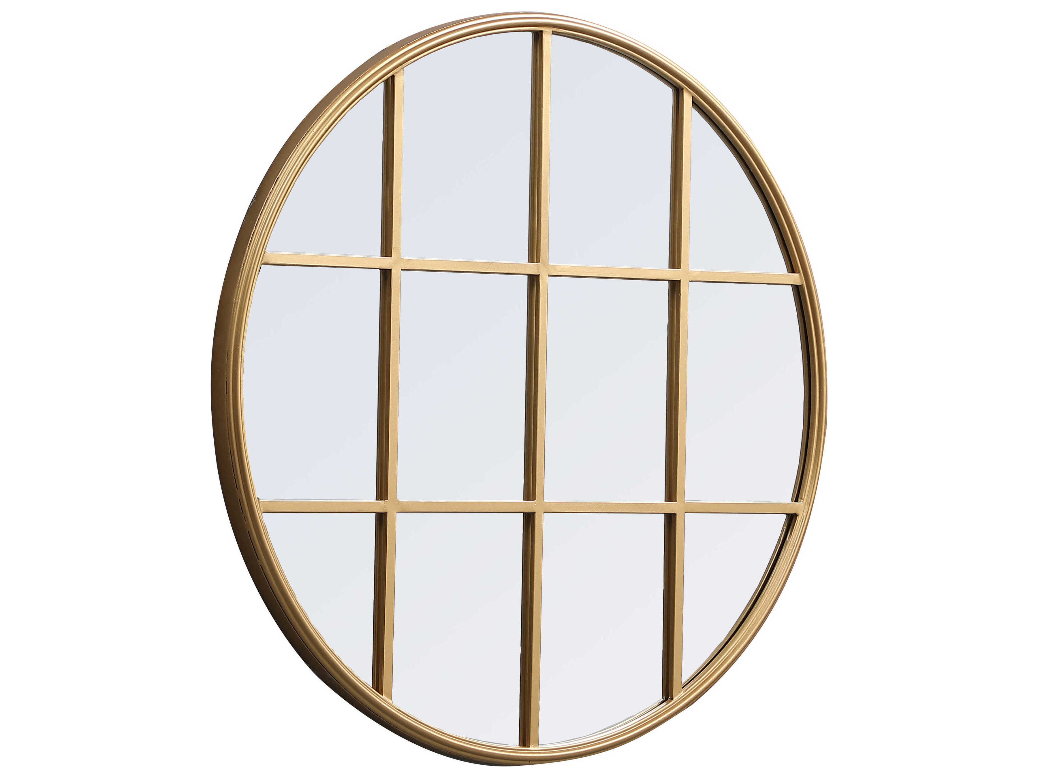 Elegant Lighting Motif Brass Round Wall Mirror
