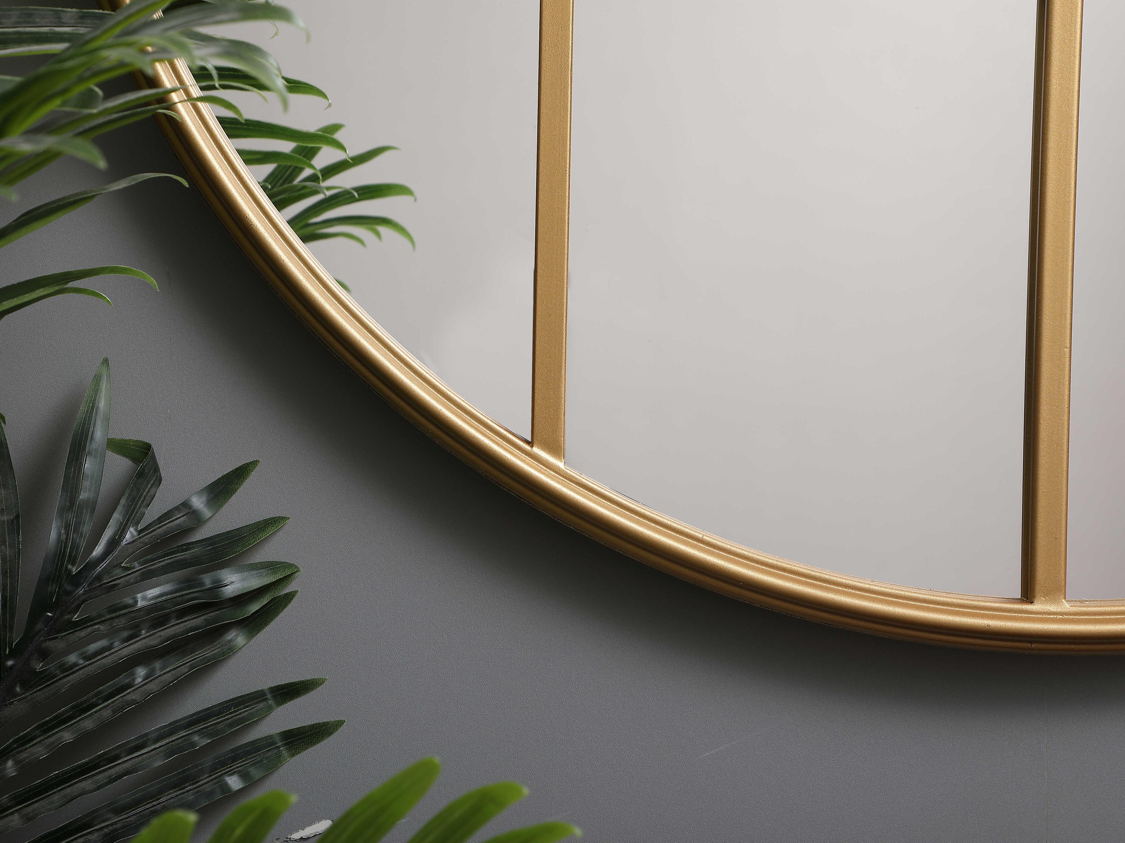 Elegant Lighting Motif Brass Round Wall Mirror