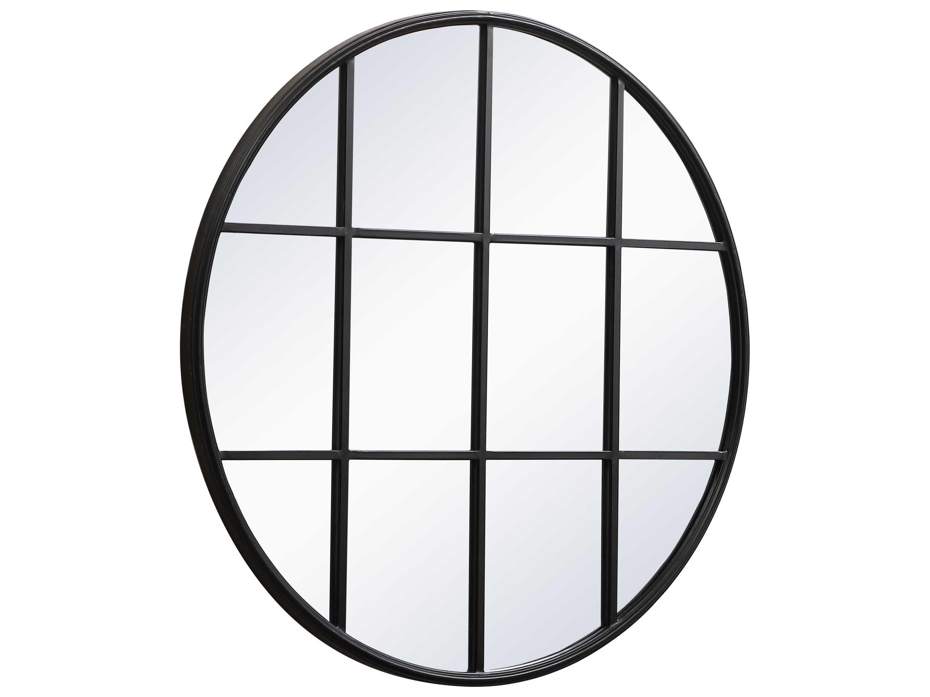 Elegant Lighting Motif Black Round Wall Mirror