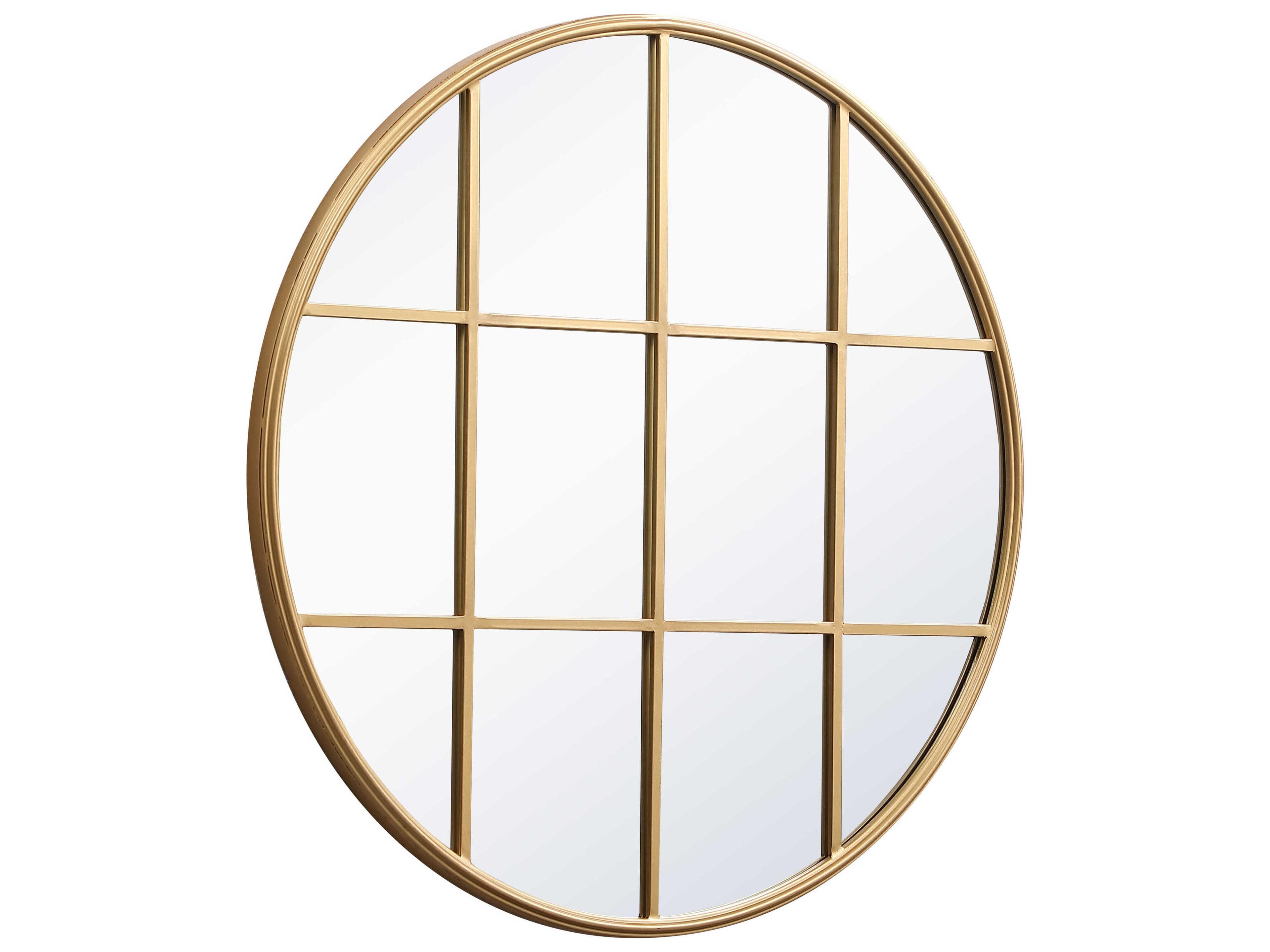 Elegant Lighting Motif Brass Round Wall Mirror