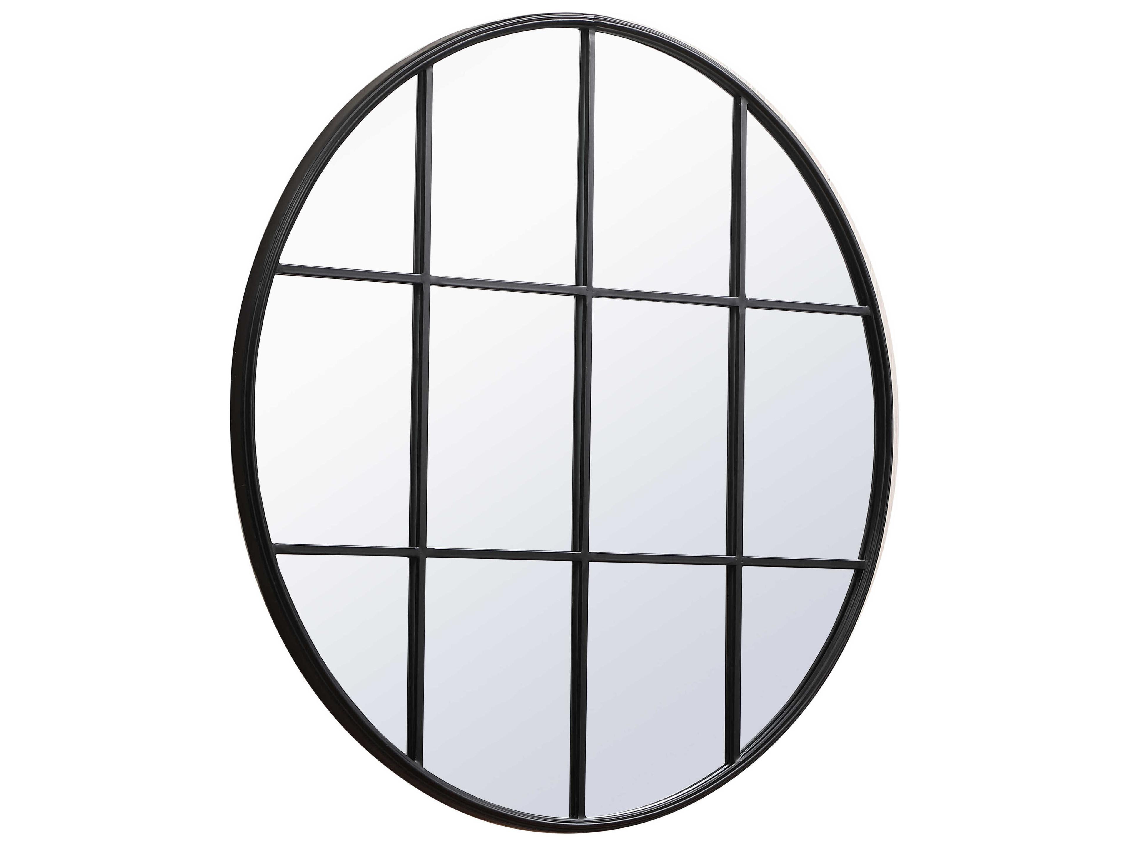 Elegant Lighting Motif Black Round Wall Mirror