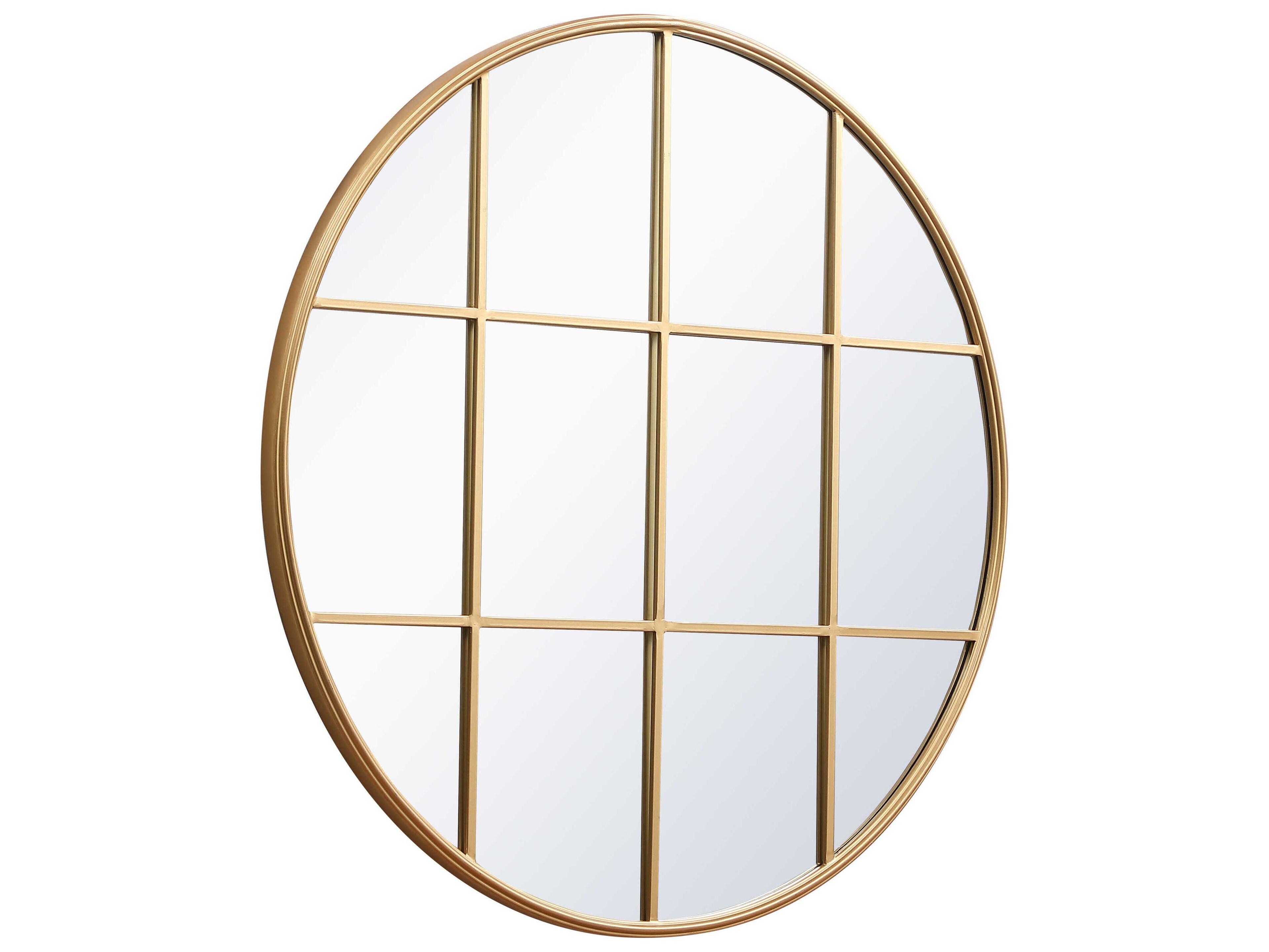 Elegant Lighting Motif Brass Round Wall Mirror