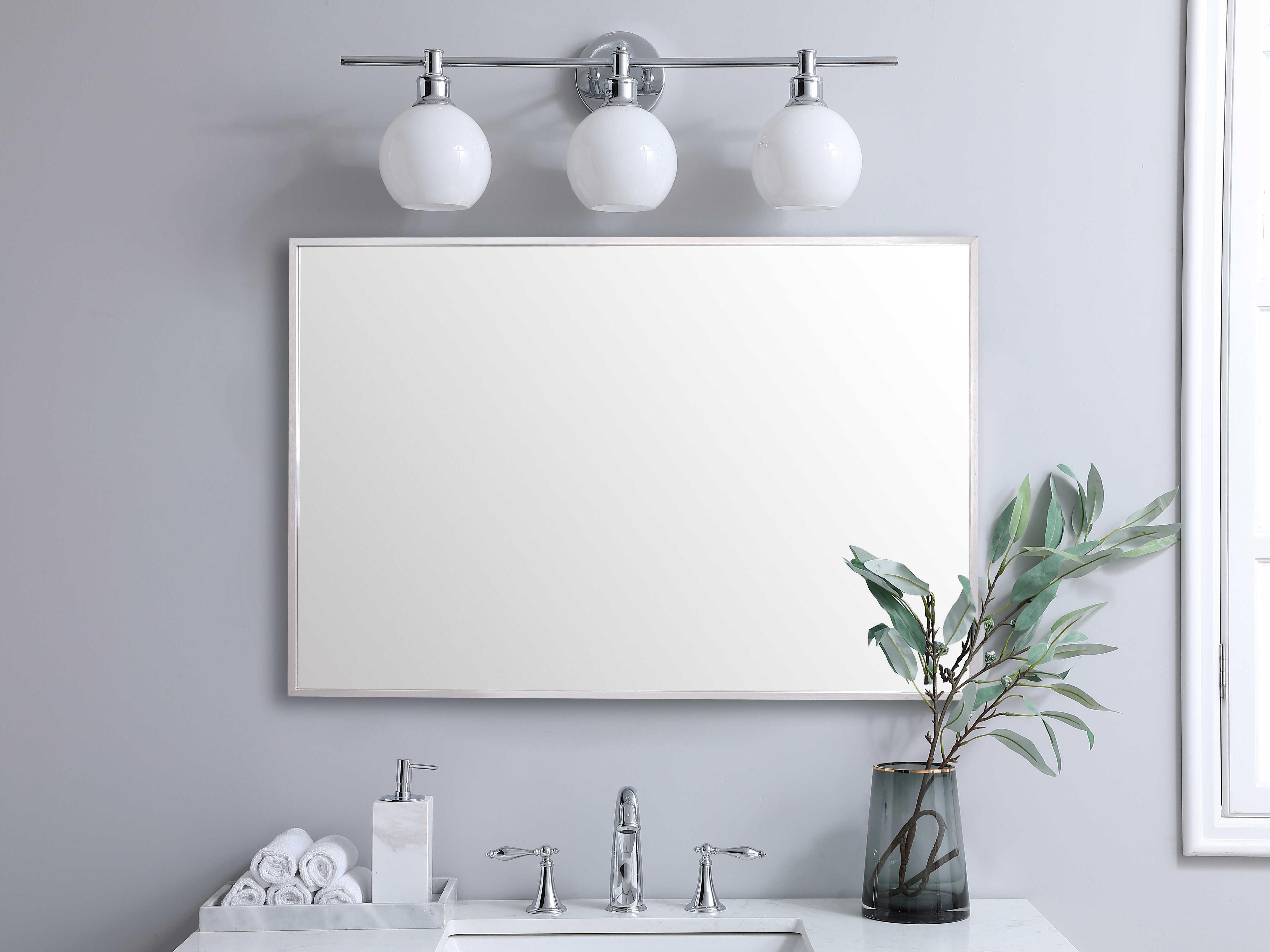 Elegant Lighting Grace Silver Rectangular Wall Mirror