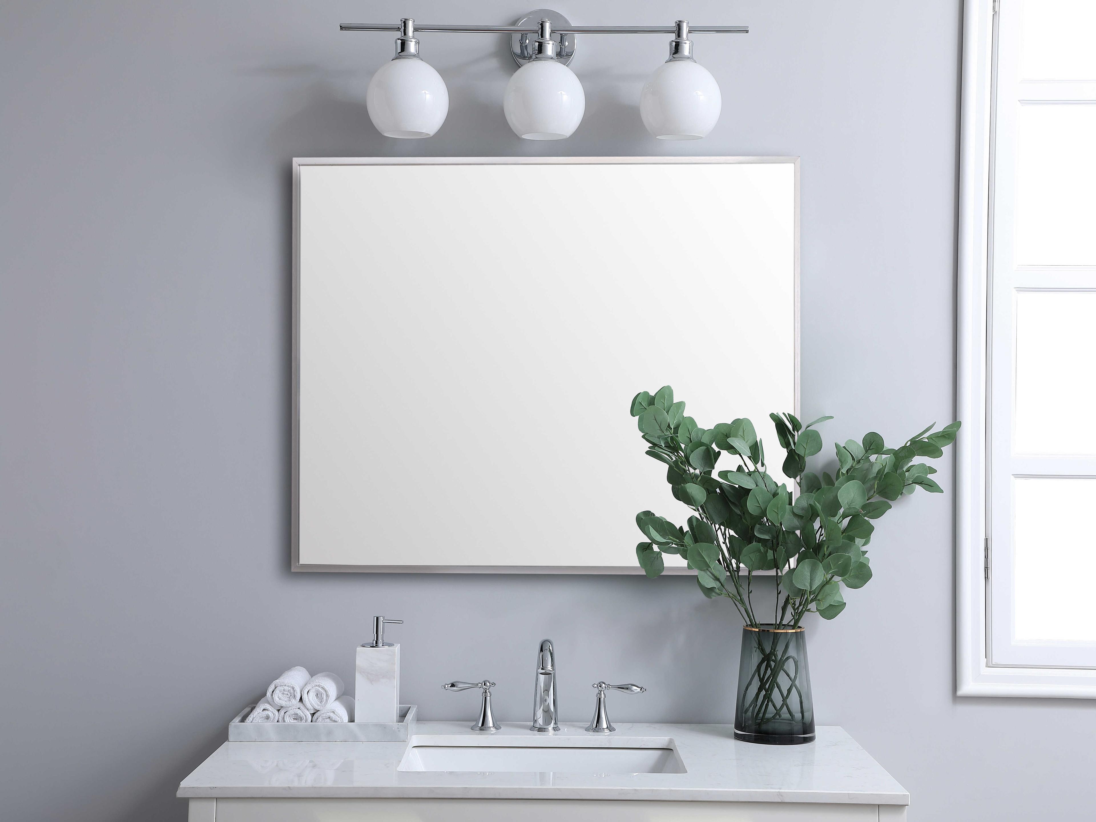 Elegant Lighting Grace Silver Rectangular Wall Mirror