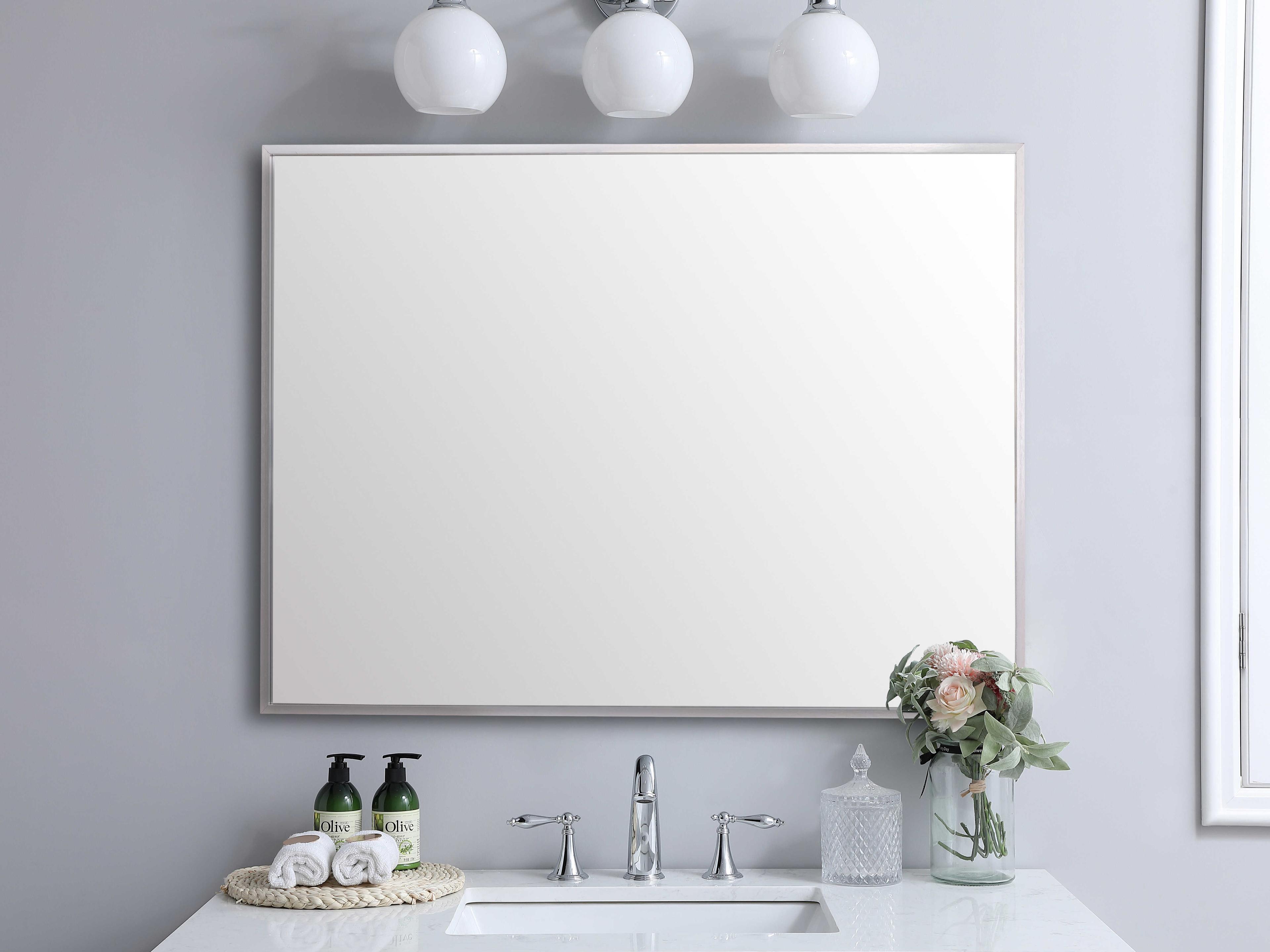 Elegant Lighting Grace Silver Rectangular Wall Mirror