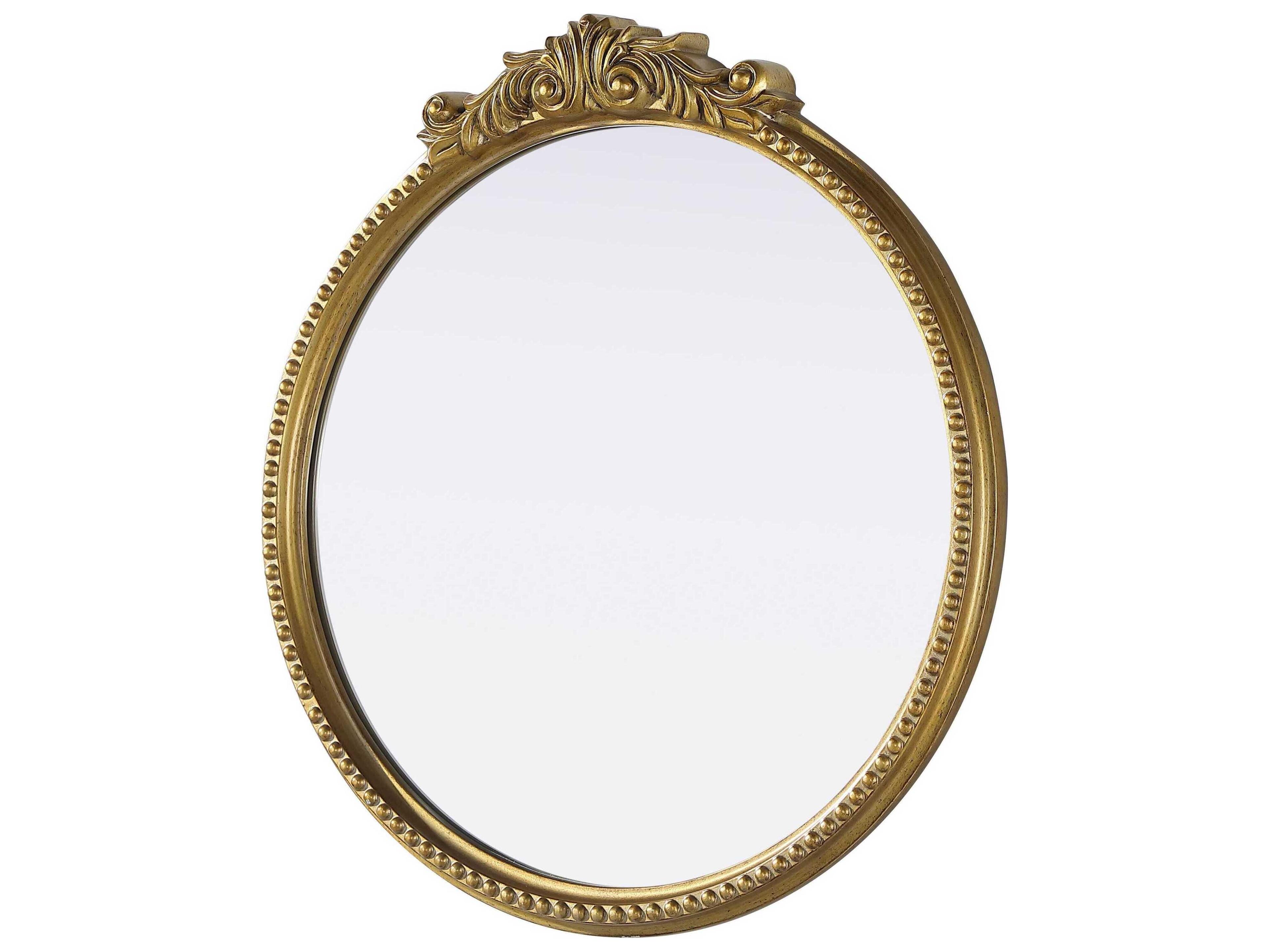 Elegant Lighting Naomi Distressed Antique Brass Round Wall Mirror