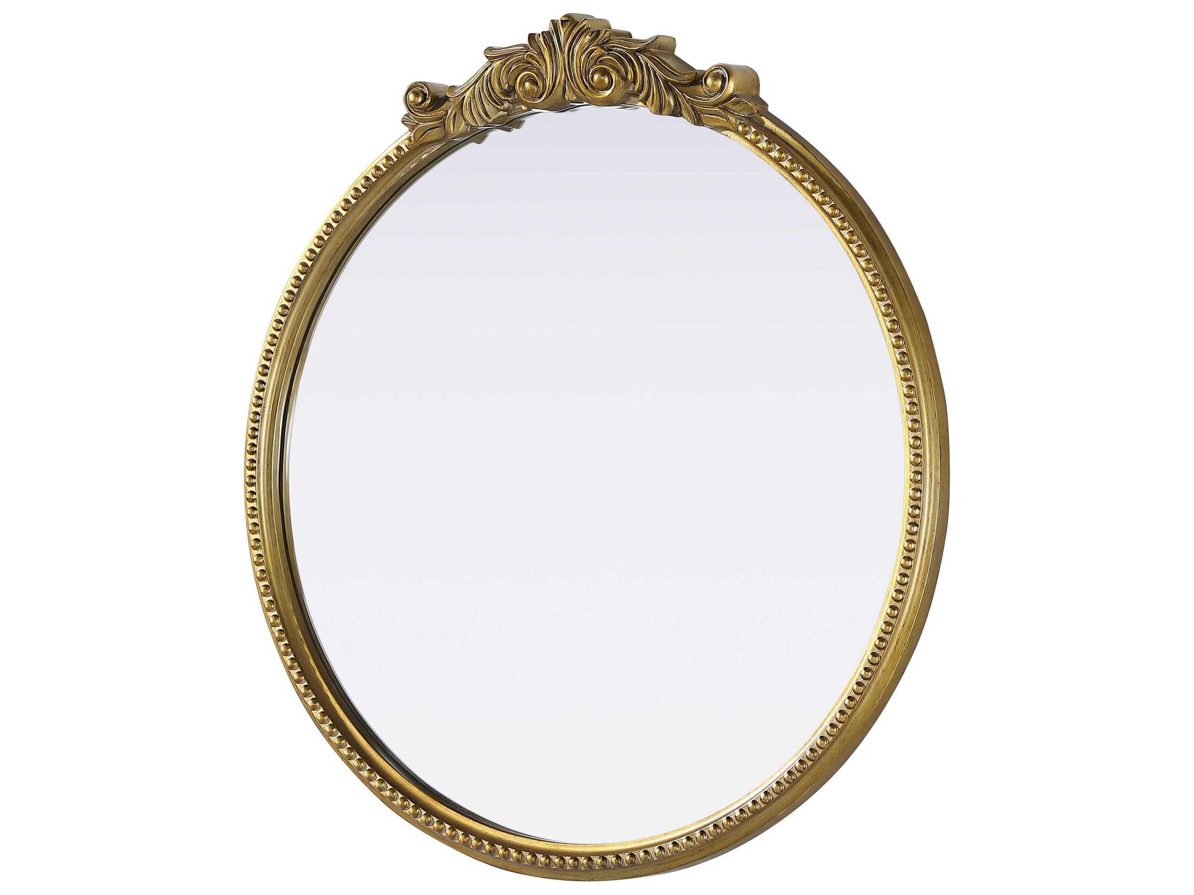 Elegant Lighting Naomi Distressed Antique Brass Round Wall Mirror