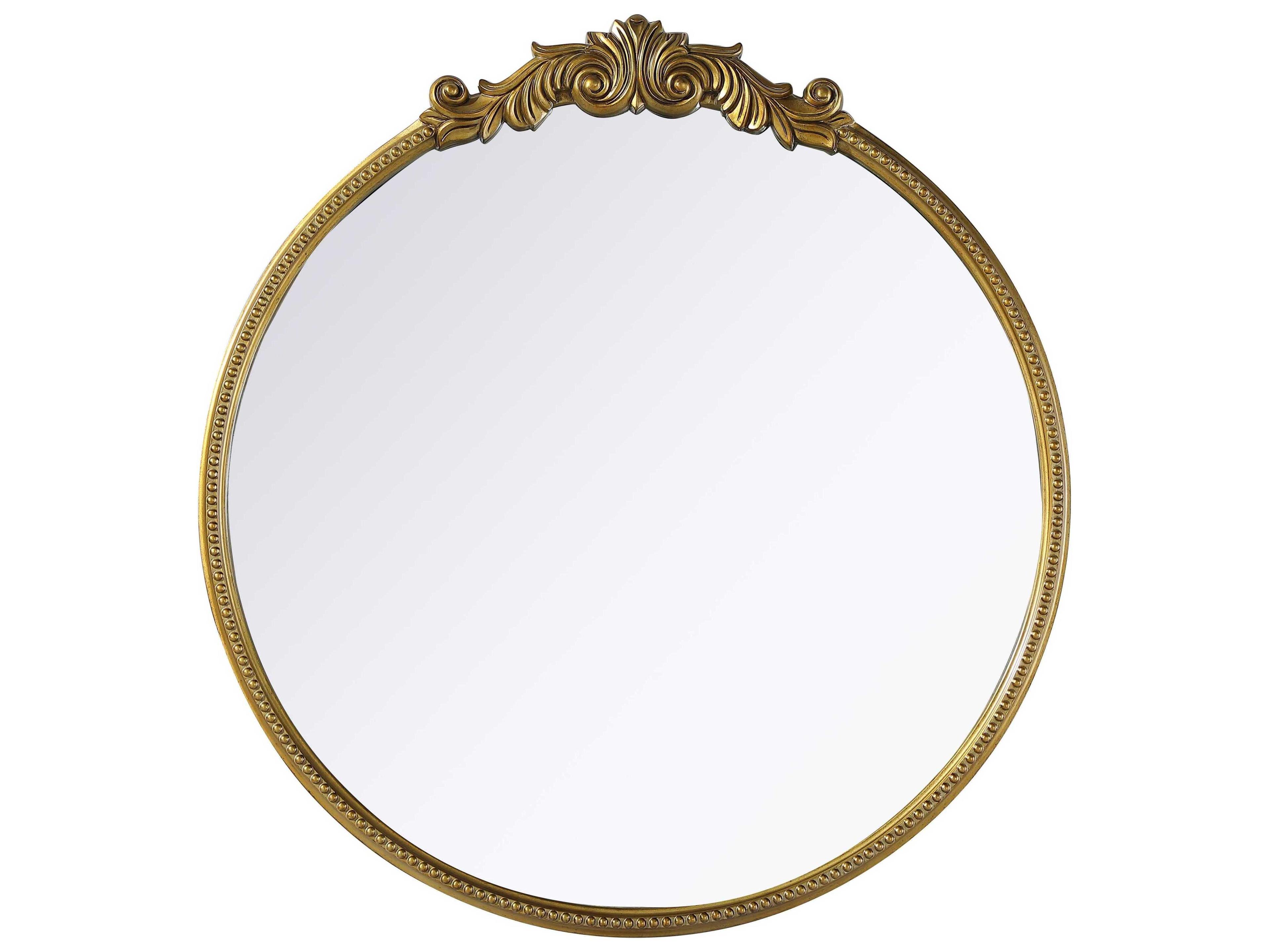 Elegant Lighting Naomi Distressed Antique Brass Round Wall Mirror