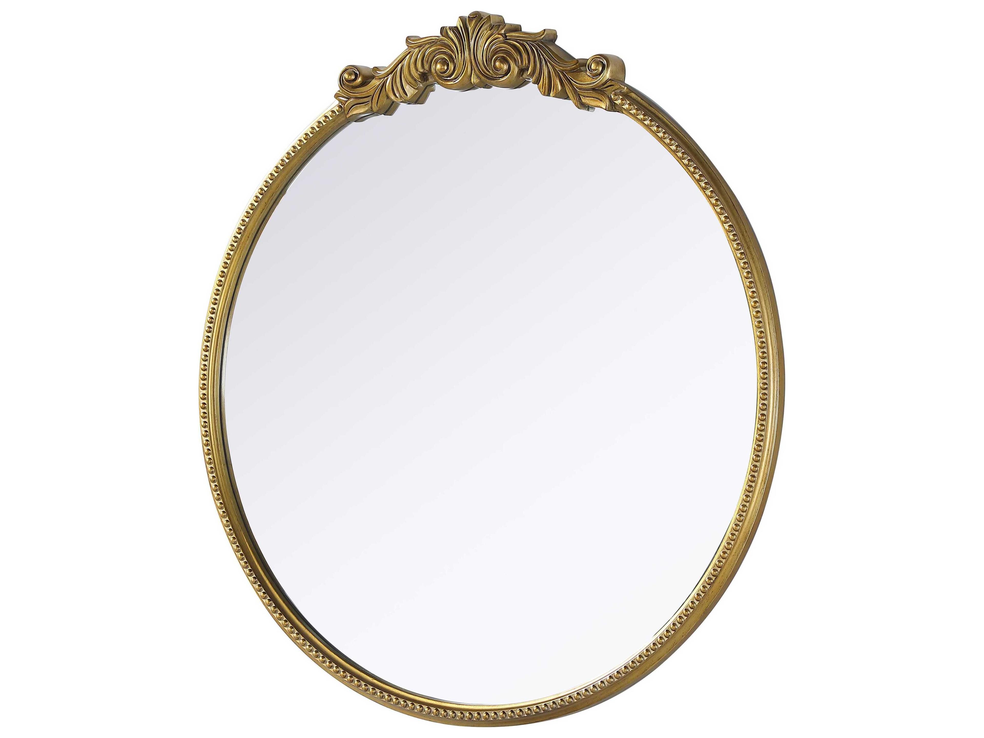 Elegant Lighting Naomi Distressed Antique Brass Round Wall Mirror