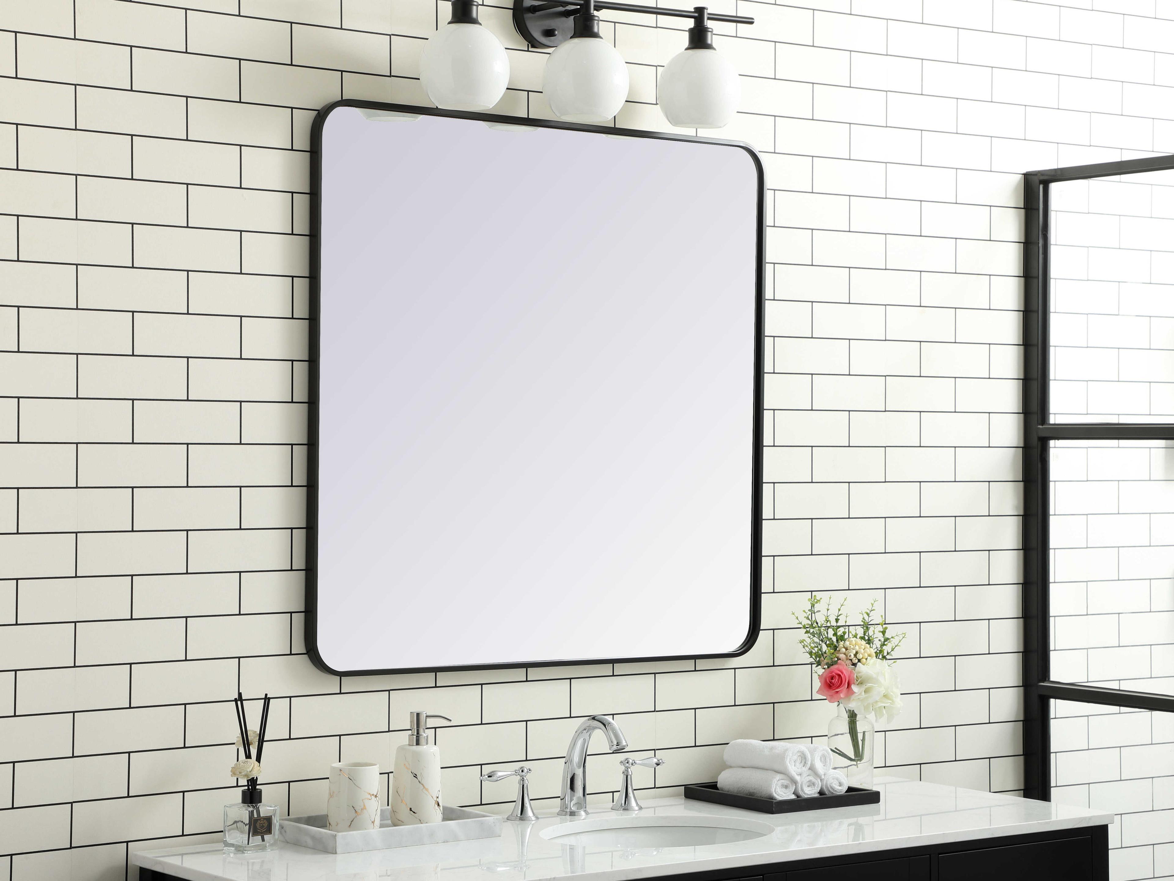 Elegant Lighting Evermore Black Rectangular Wall Mirror