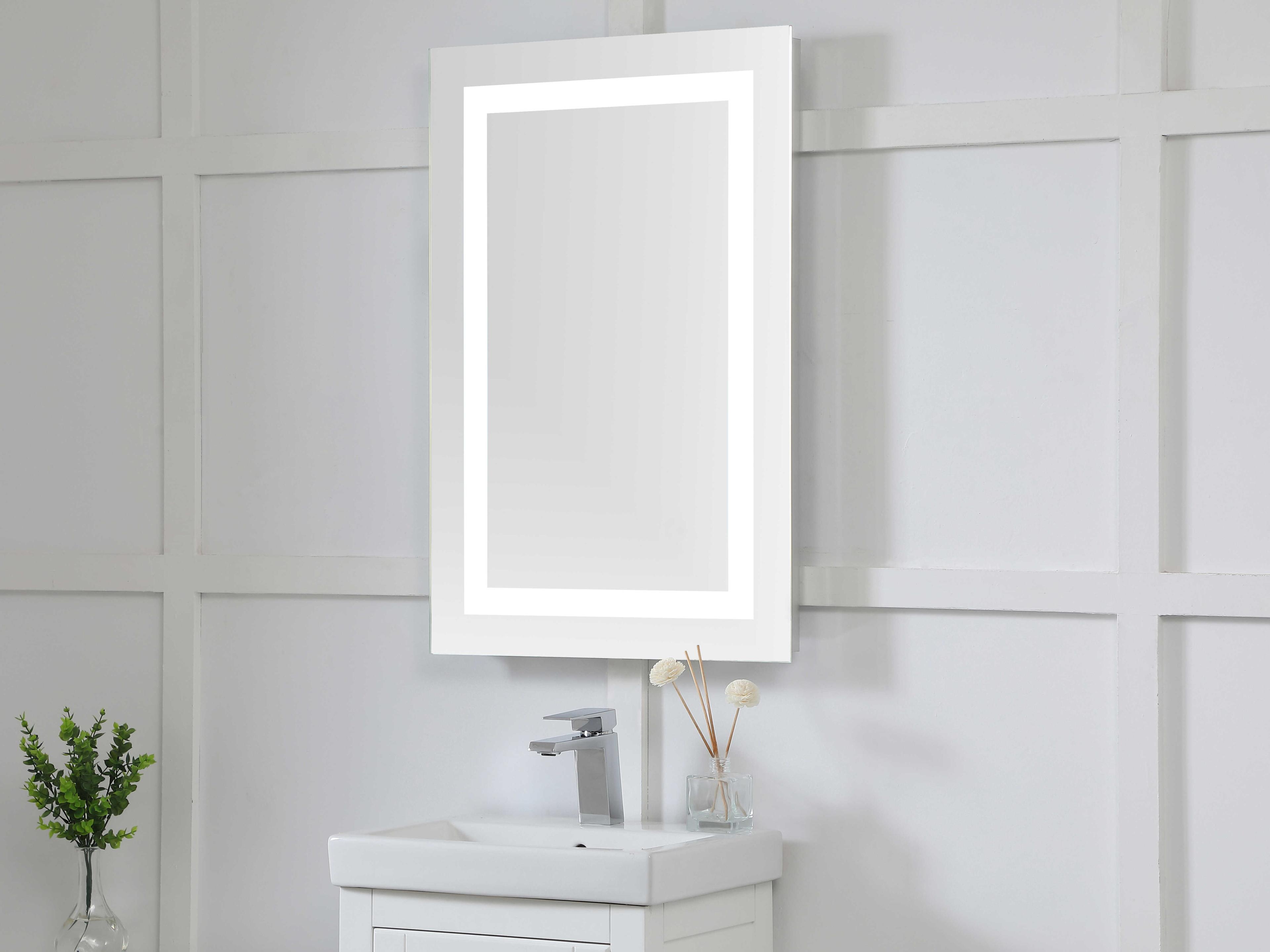 Elegant Lighting Nova Glossy White 5000K LED Rectangular Wall Mirror