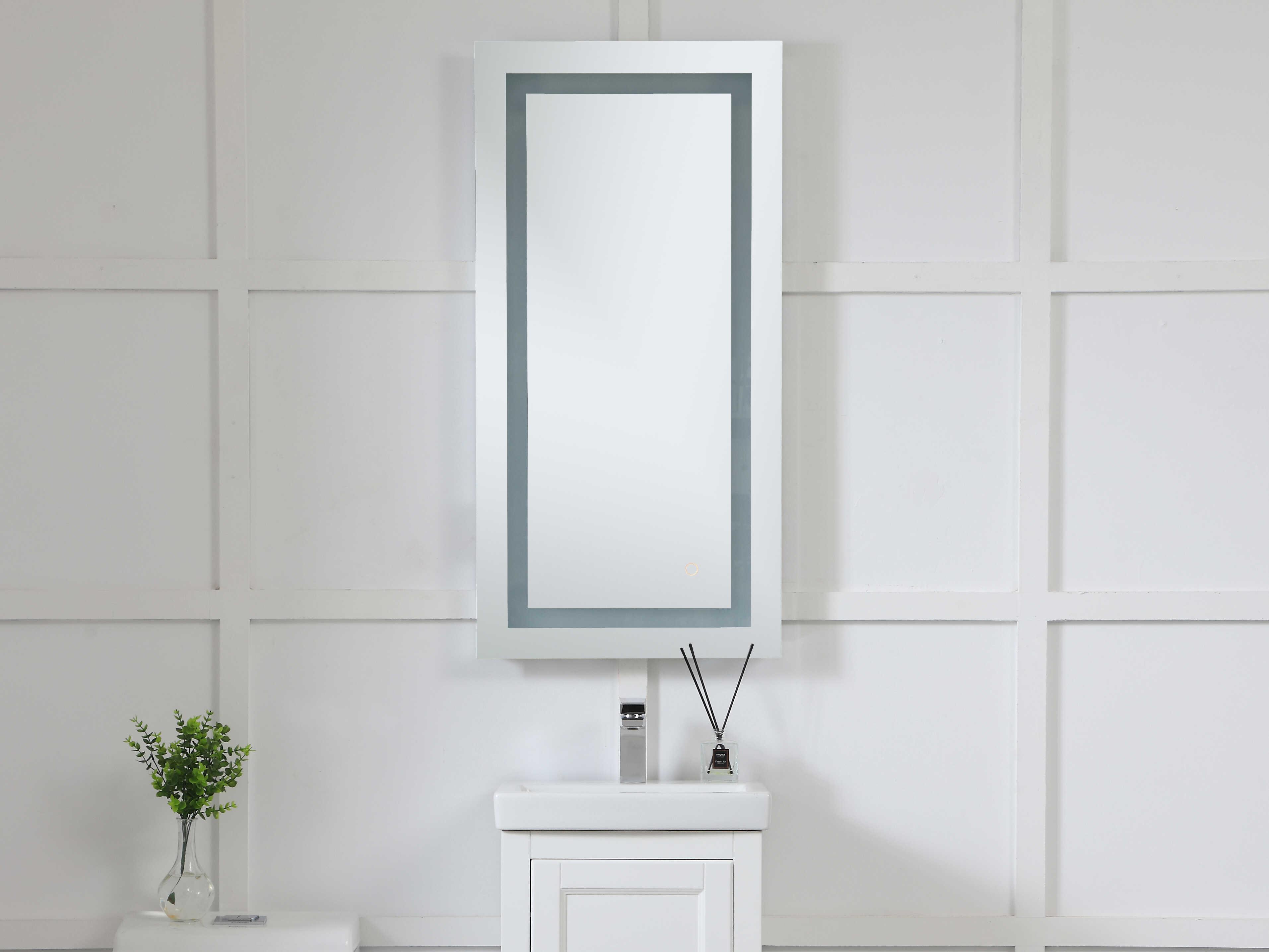 Elegant Lighting Nova Glossy White 5000K LED Rectangular Wall Mirror