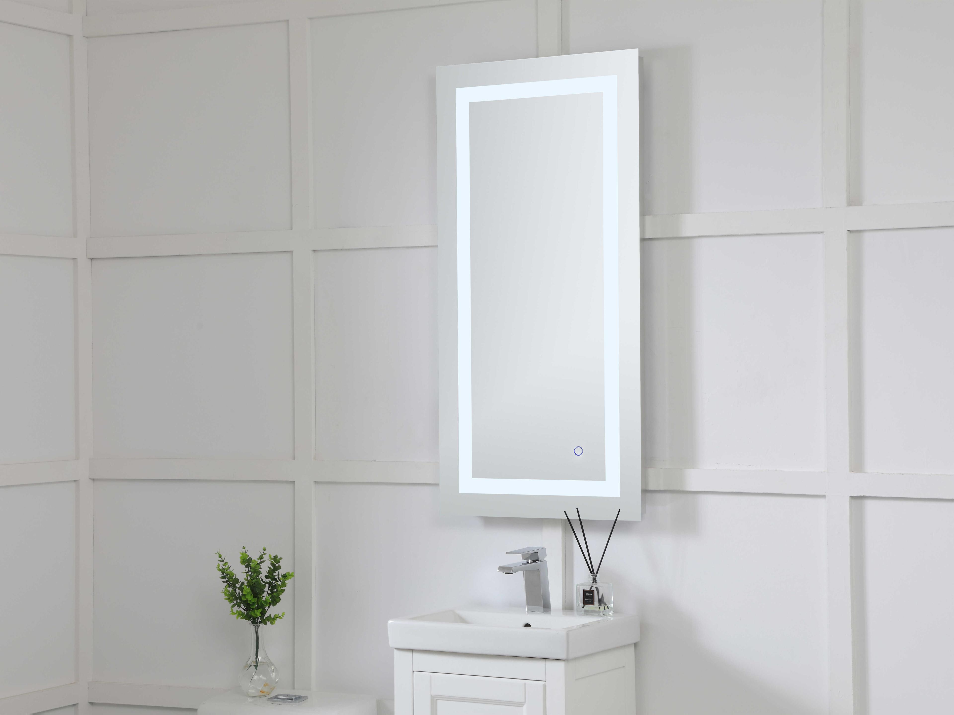Elegant Lighting Nova Glossy White 5000K LED Rectangular Wall Mirror
