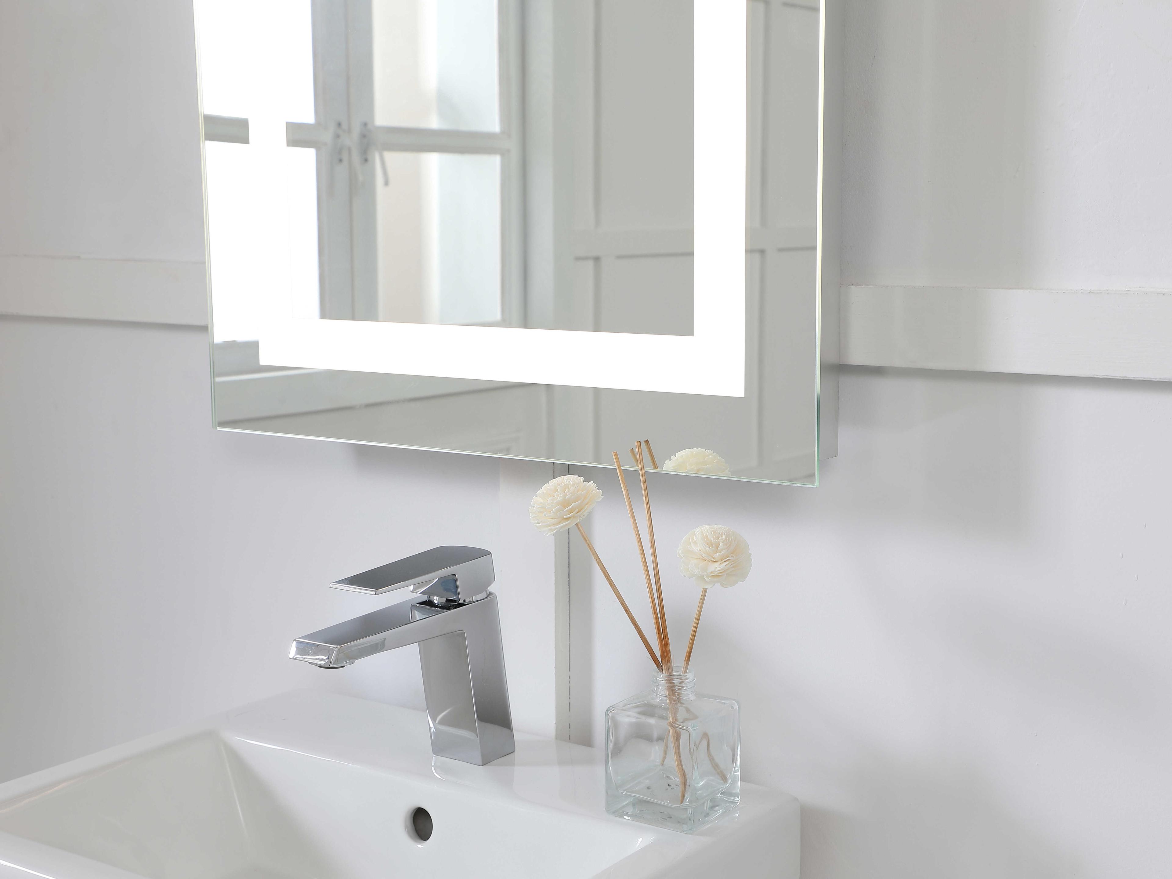 Elegant Lighting Nova Glossy White 5000K LED Rectangular Wall Mirror