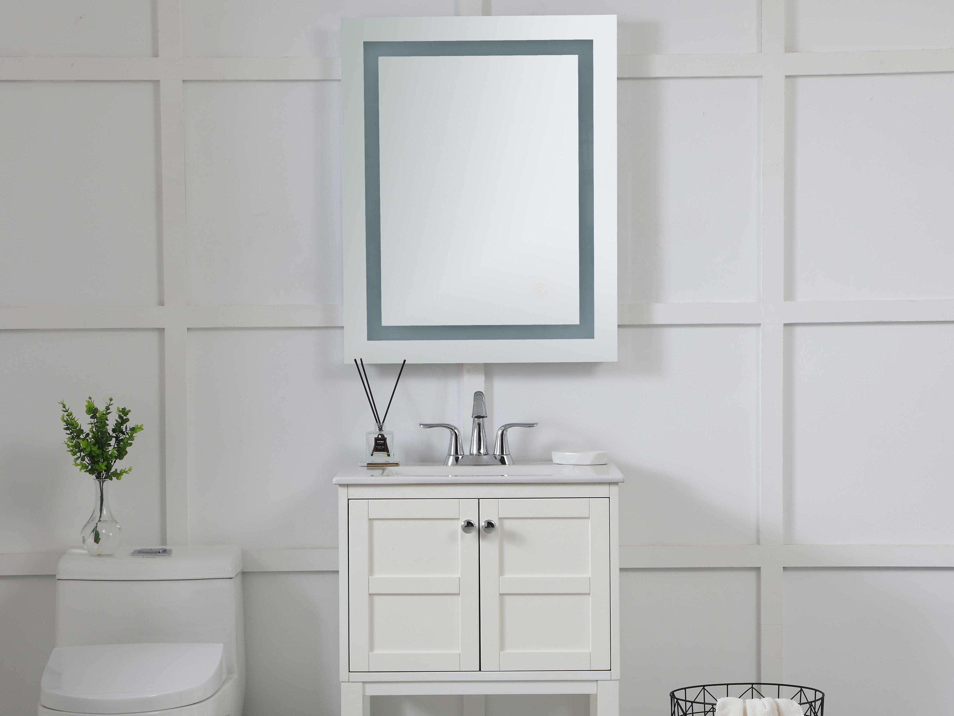 Elegant Lighting Nova Glossy White 5000K LED Rectangular Wall Mirror