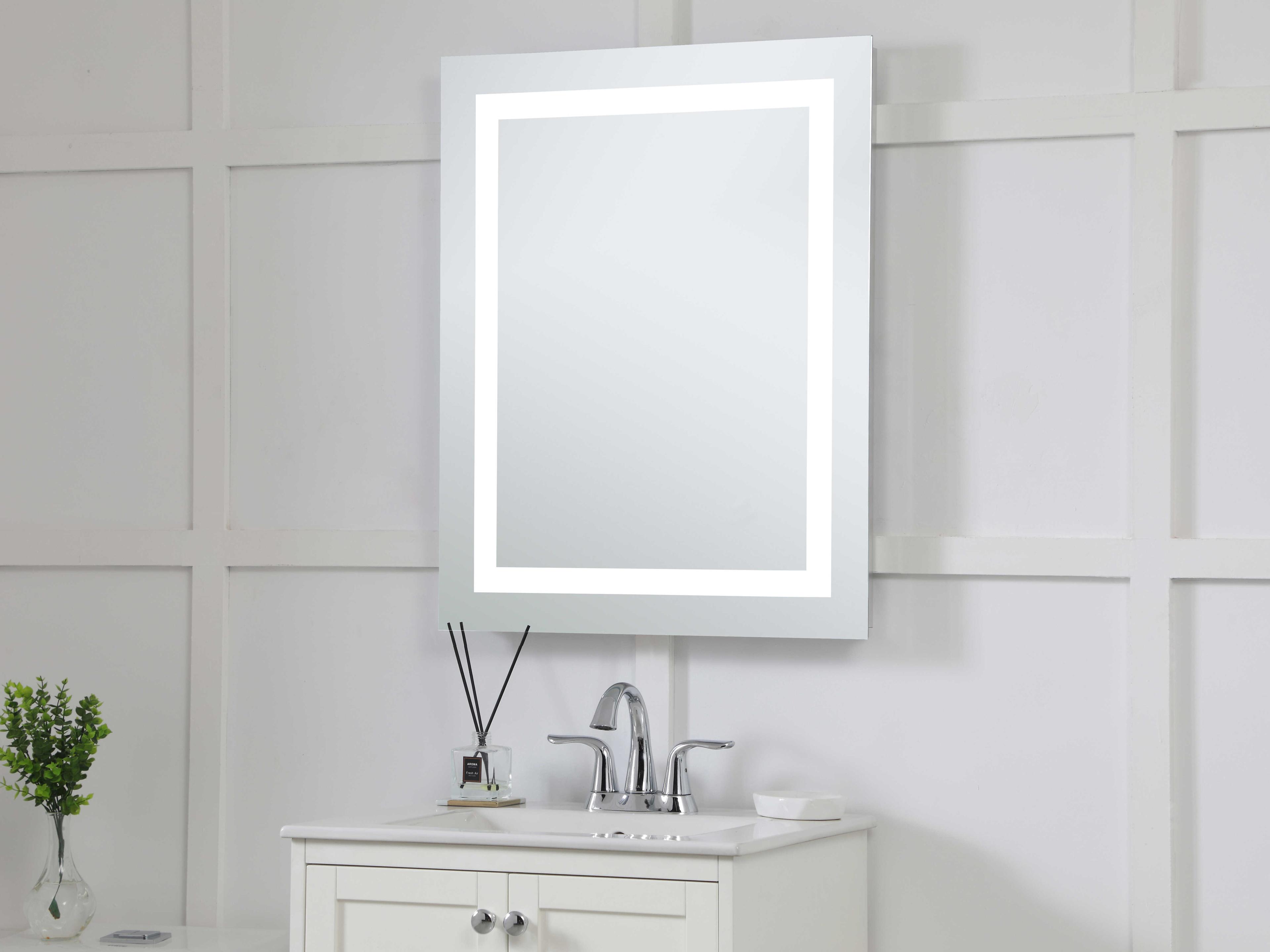 Elegant Lighting Nova Glossy White 5000K LED Rectangular Wall Mirror