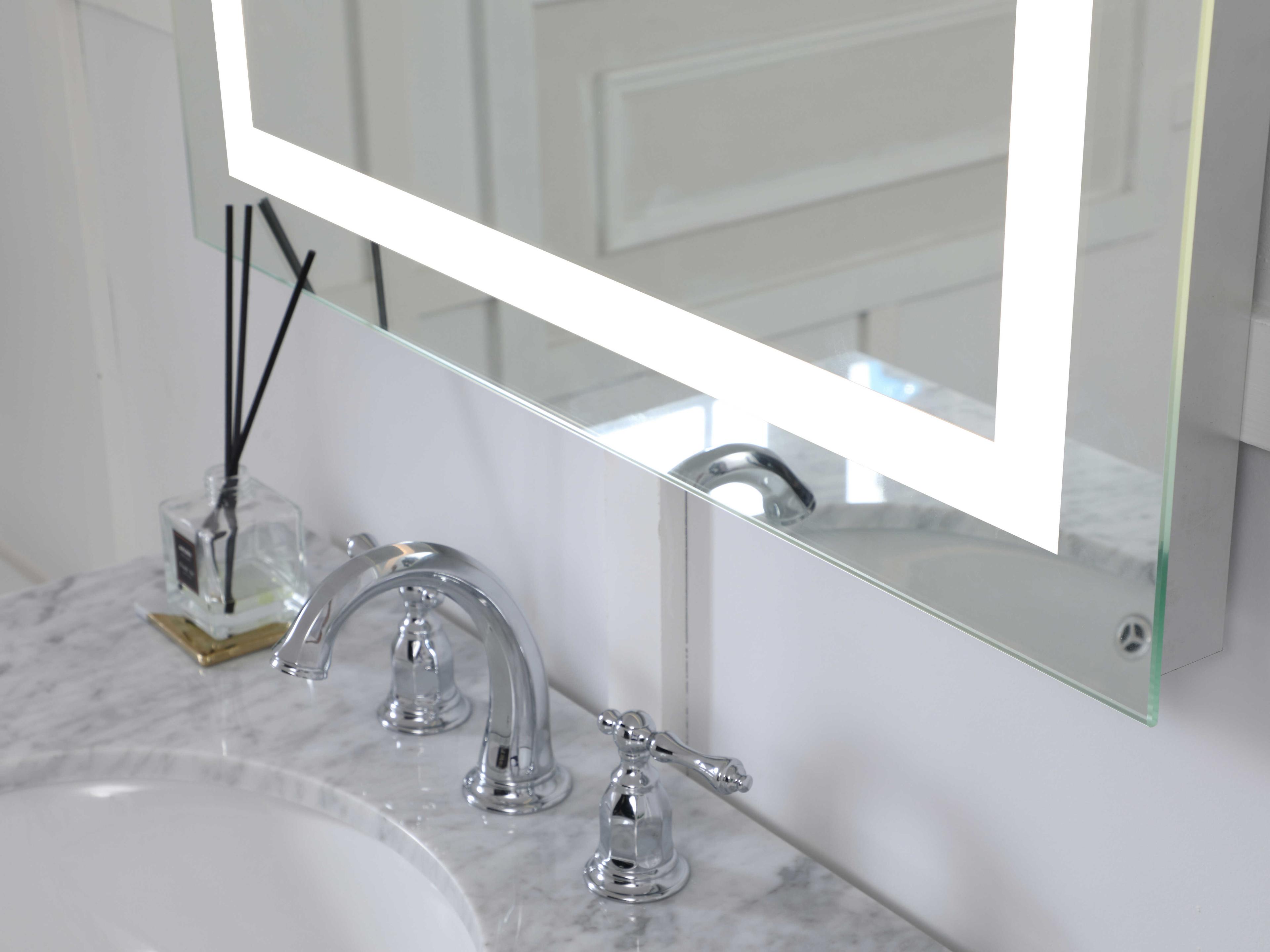 Elegant Lighting Nova Glossy White 5000K LED Rectangular Wall Mirror