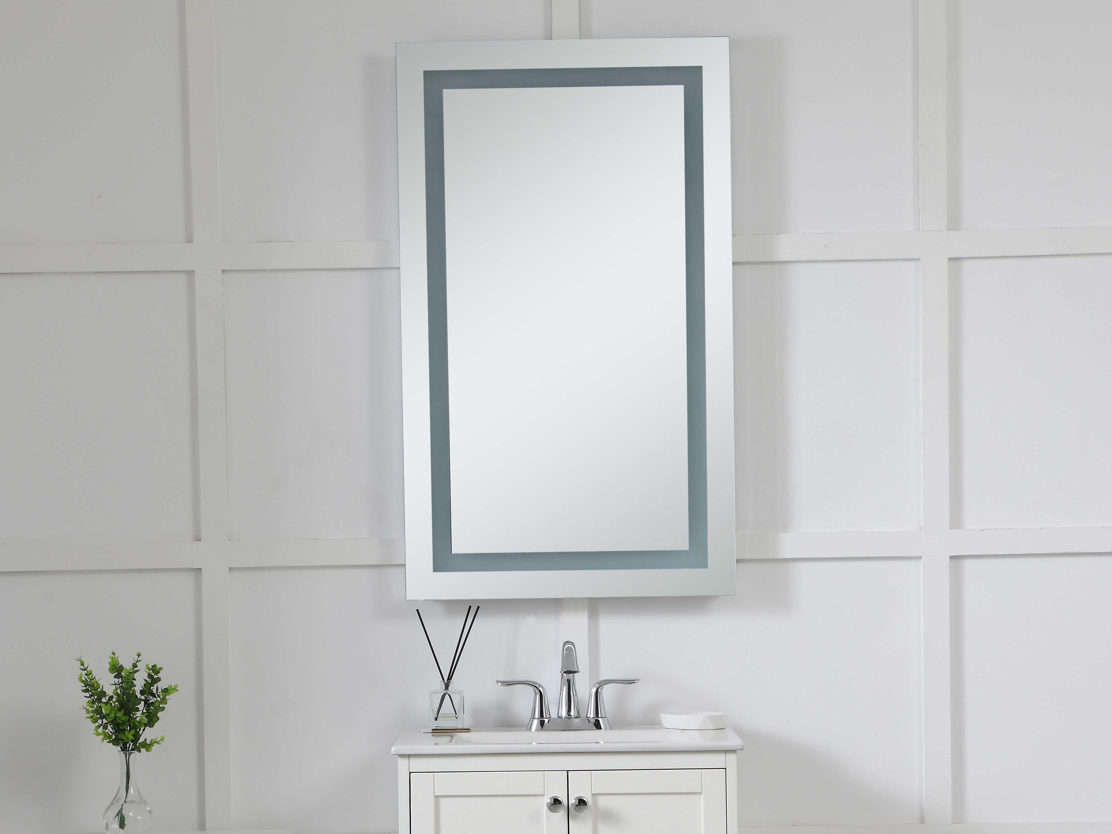 Elegant Lighting Nova Glossy White 5000K LED Rectangular Wall Mirror