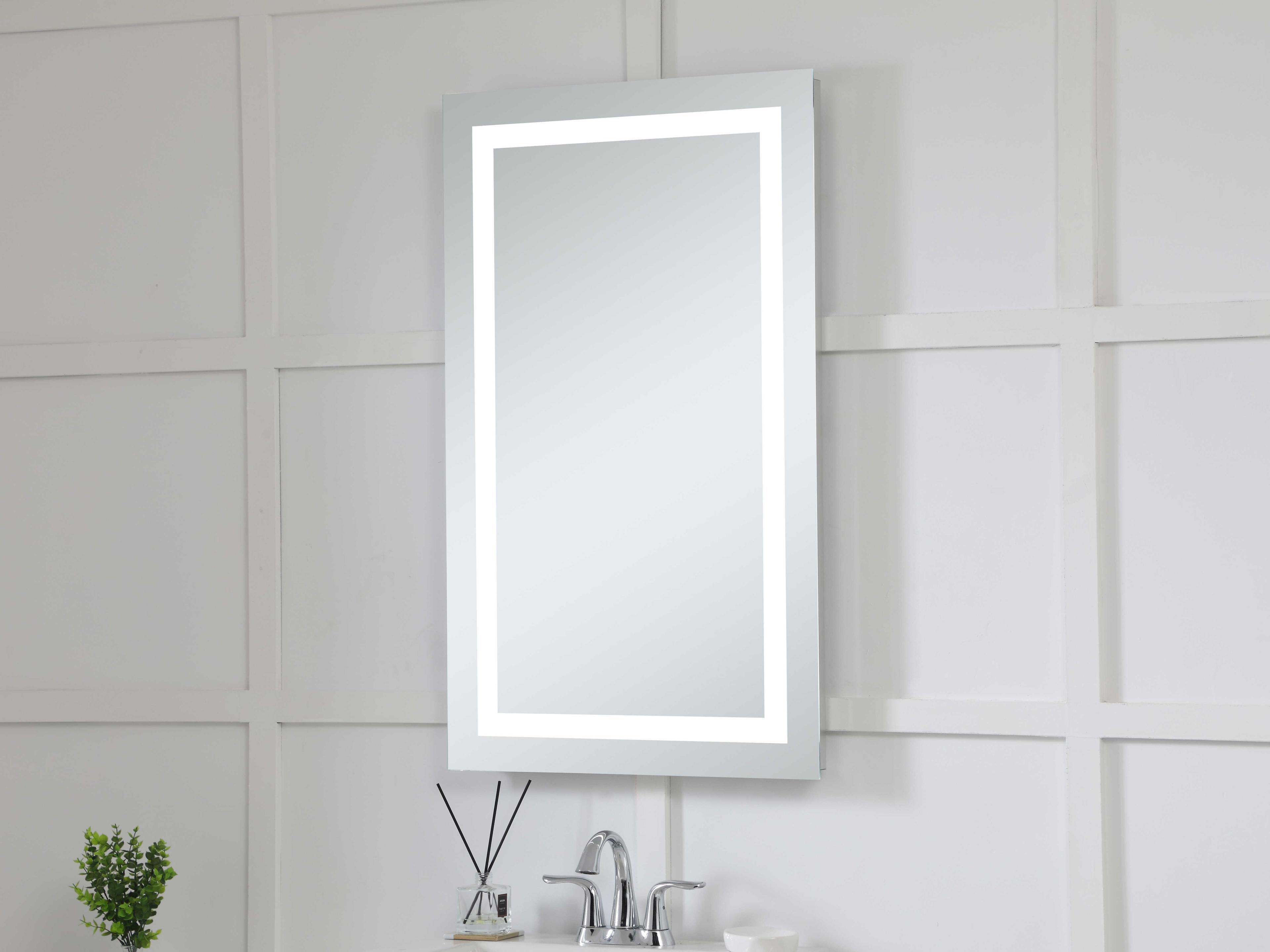 Elegant Lighting Nova Glossy White 5000K LED Rectangular Wall Mirror