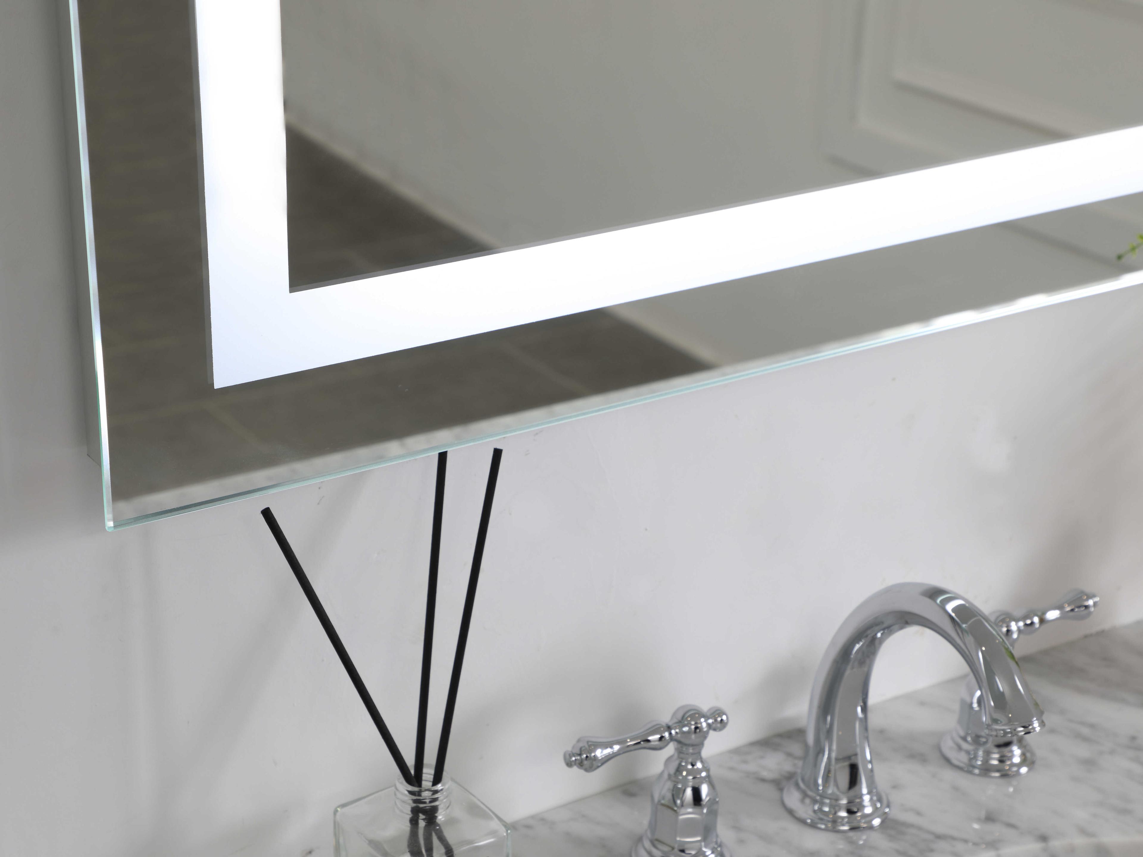 Elegant Lighting Nova Glossy White 5000K LED Rectangular Wall Mirror